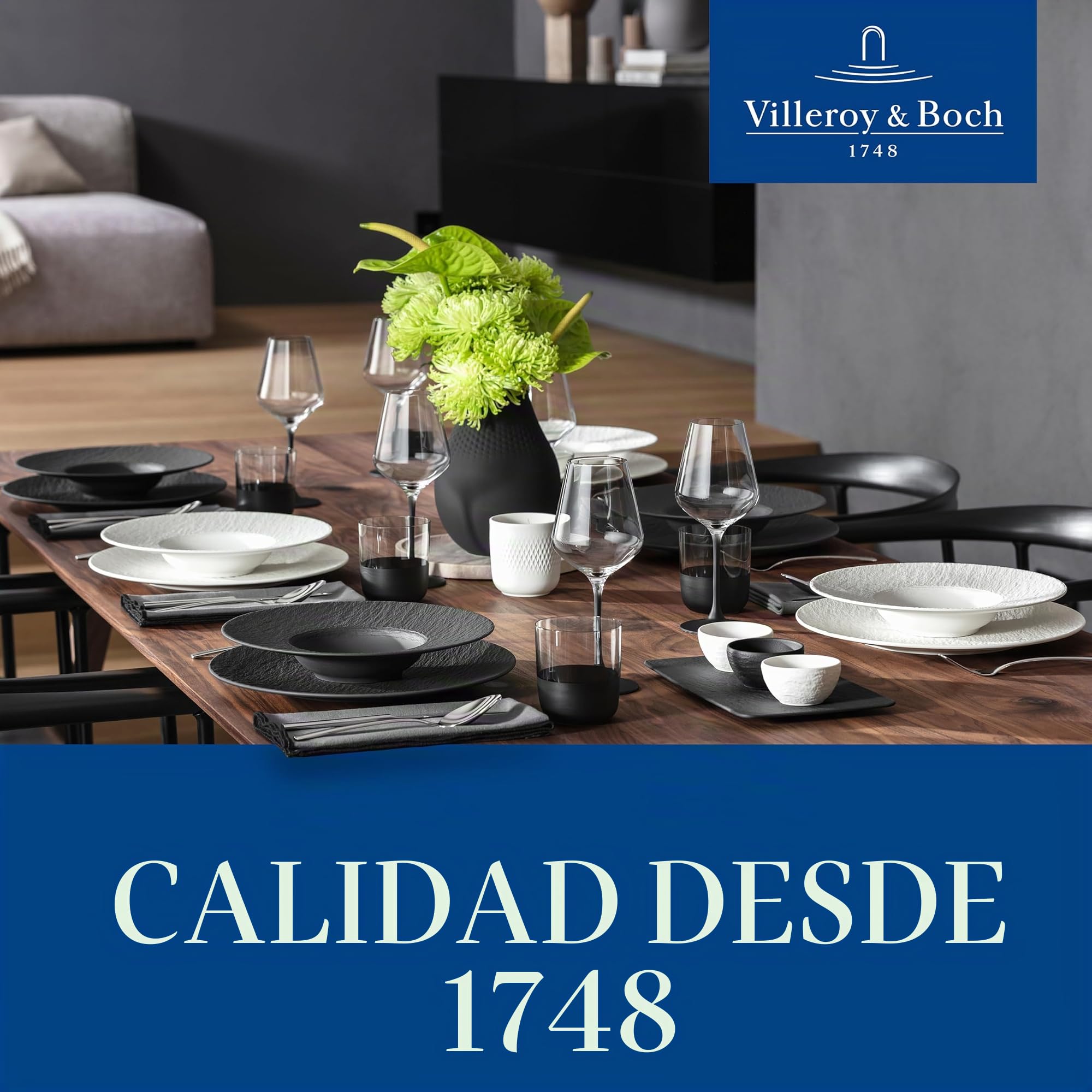 Villeroy & Boch - Manufacture Travertine, plato para servir beis, hecho a mano, diseño elegante de piedra natural en tonos arena, plato de piedra, vajilla de travertino