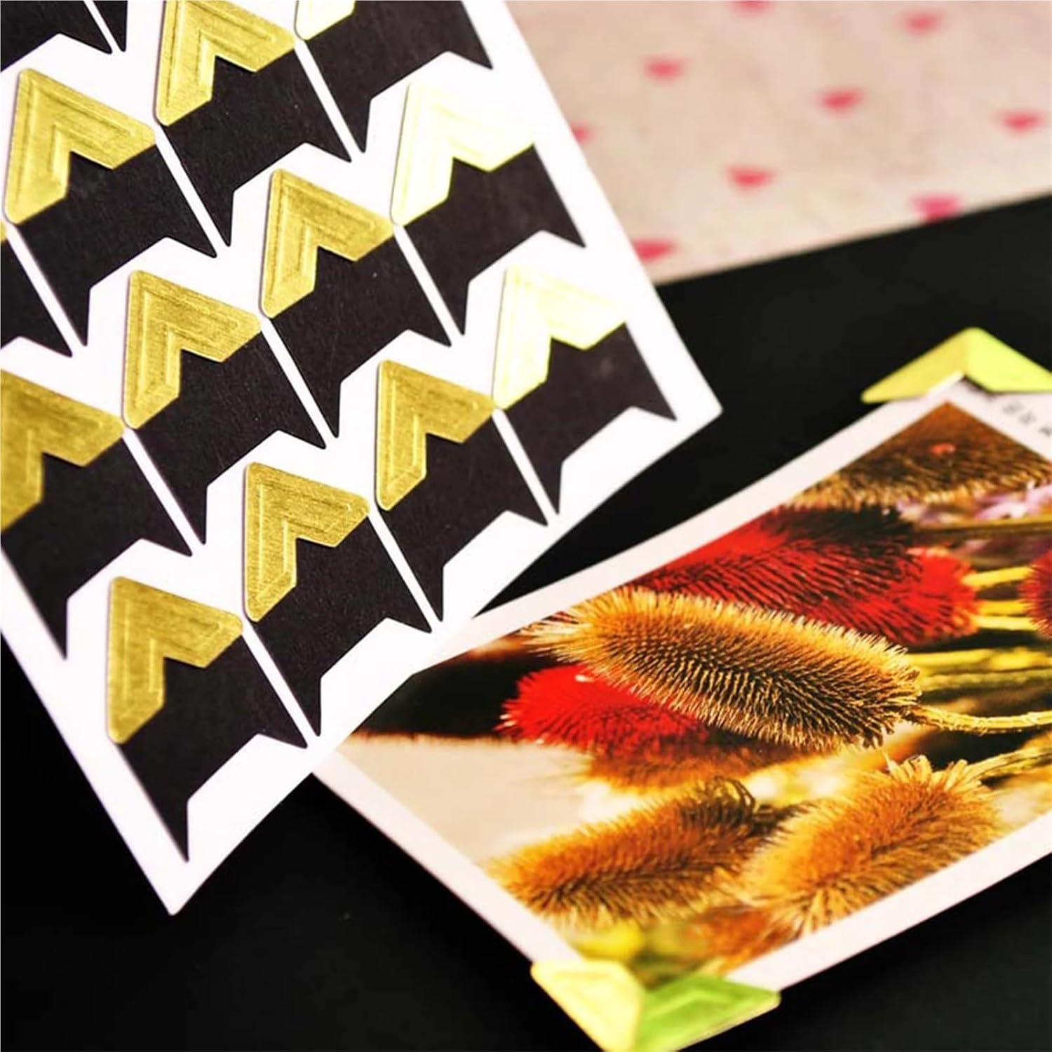 Photo Corners Self Adhesive 10Sheets Photo Albums Corner Sticker Vintage Kraft Paper Stickers Scrapbooking DIY Decoration(Light Coffee)
