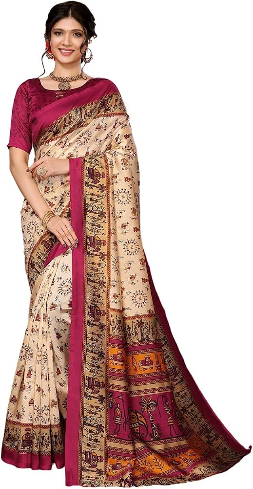 SHOPAZ Sari Bollywood da donna, pronto da indossare, in raso di