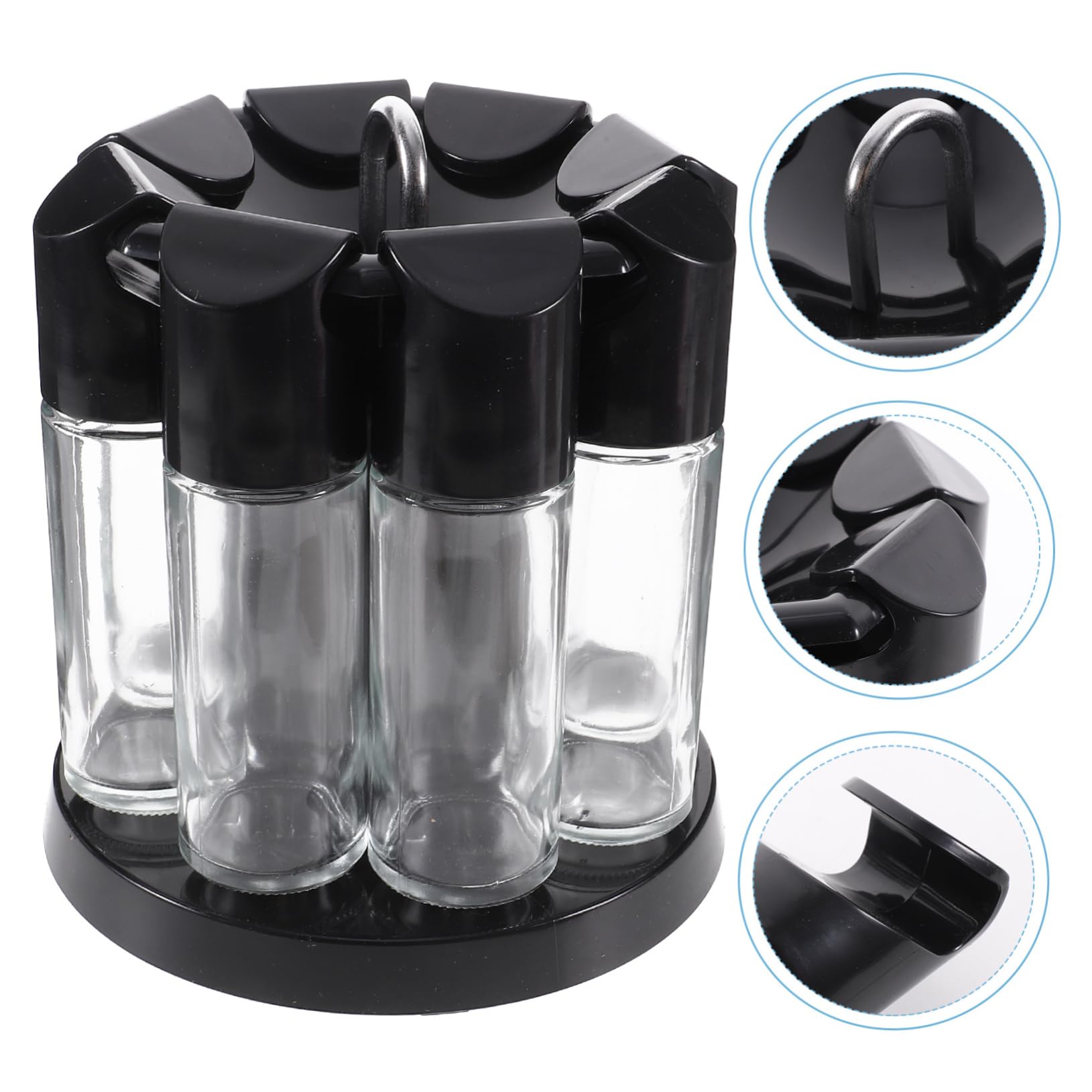 Set portaspezie in vetro rotante a 360°, design ABS, leggero, perfetto per barbecue e spezie in polvere, colore casuale, essenziale per la cucina nizzata