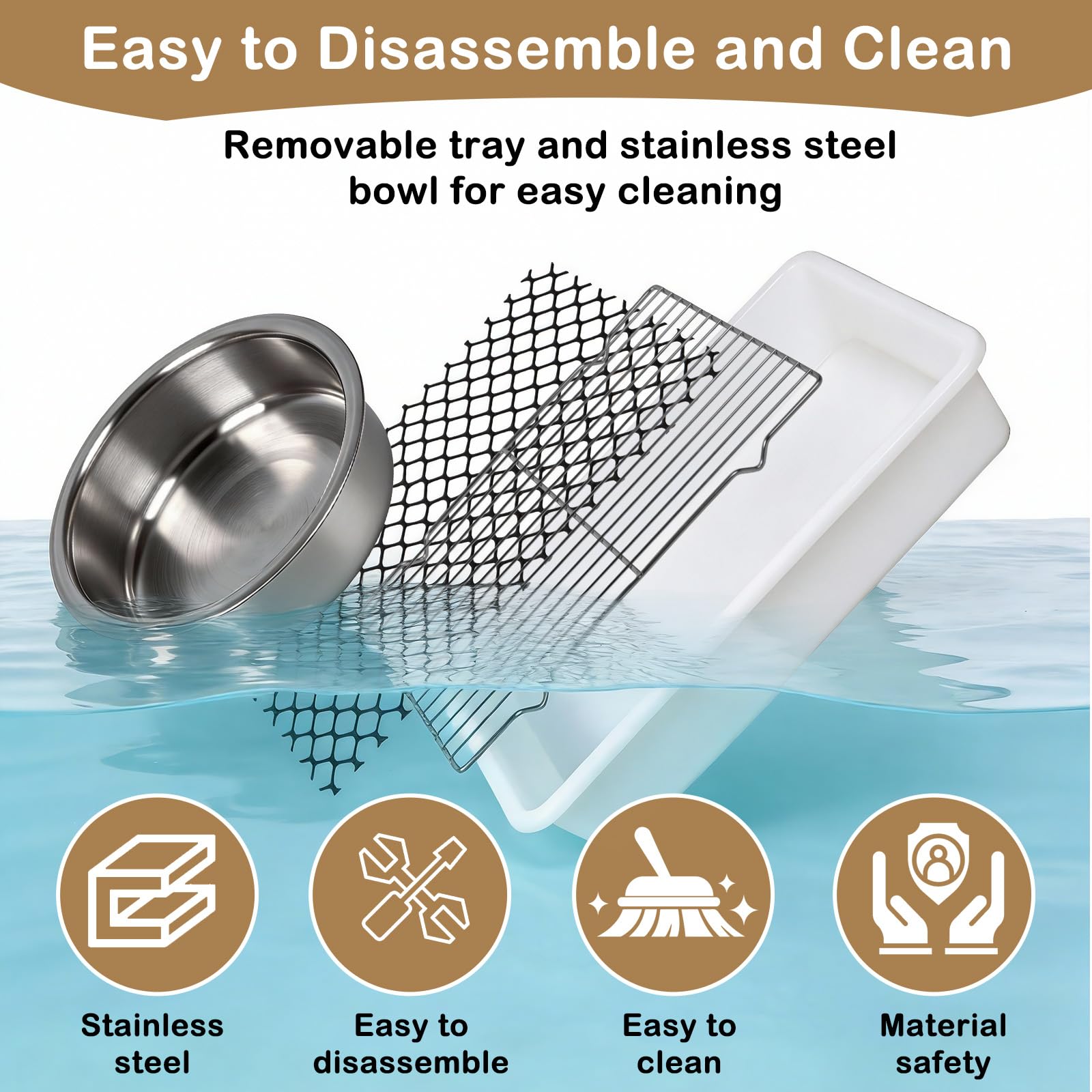 3-in-1 Rabbit Hay Feeder with Litter Box, Sturdy Wooden Hay Feeder Set for Guinea Pigs, Chinchillas, Hamsters, Ferret, Rabbits and Other Small Animal - image 5