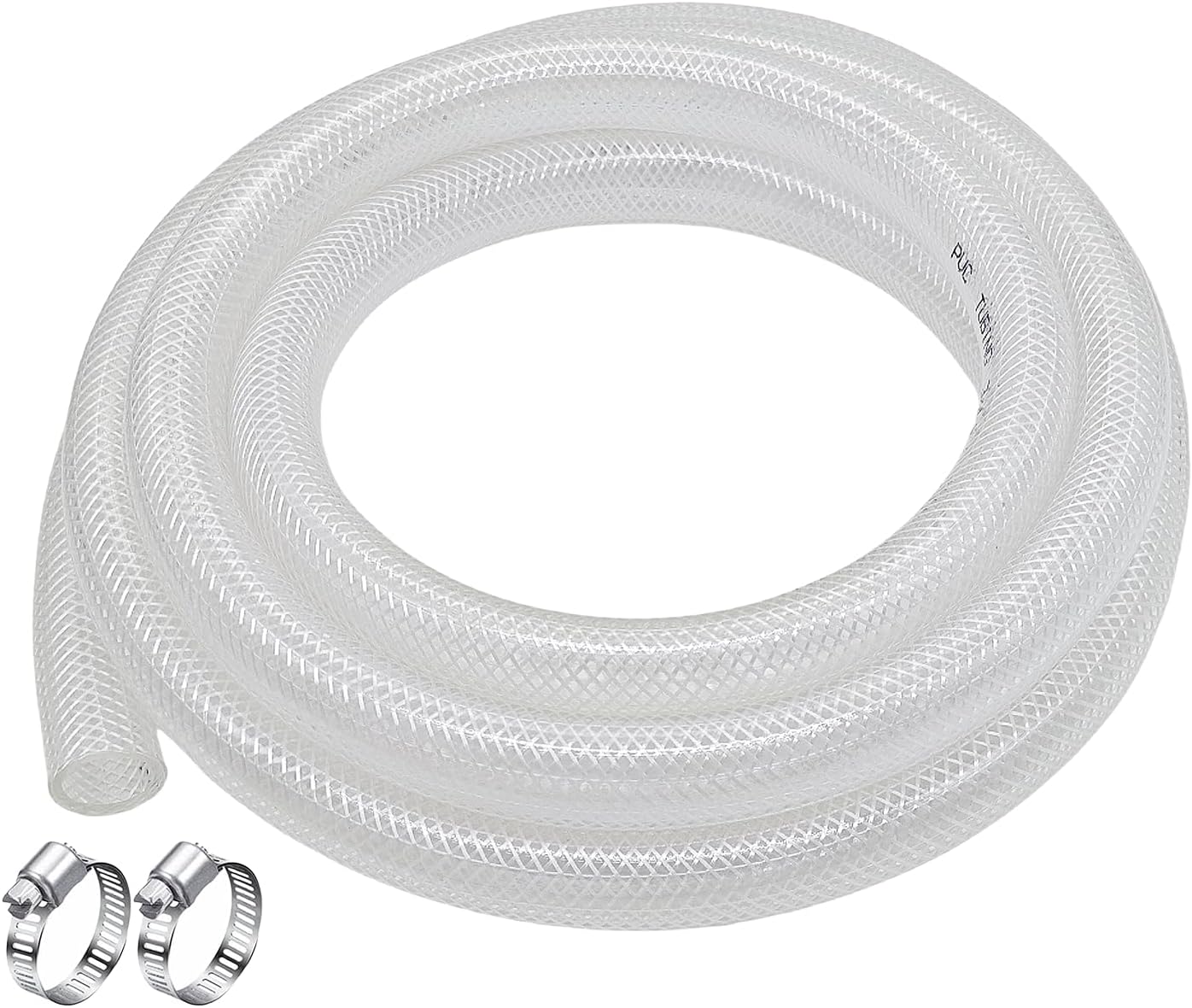 1" ID - 10 Ft High Pressure Braided Clear PVC Vinyl Tubing Flexible Vinyl Tube, Heavy Duty Reinforced Vinyl Hose Tubing 1''ID x 1 19/64" OD 10FT