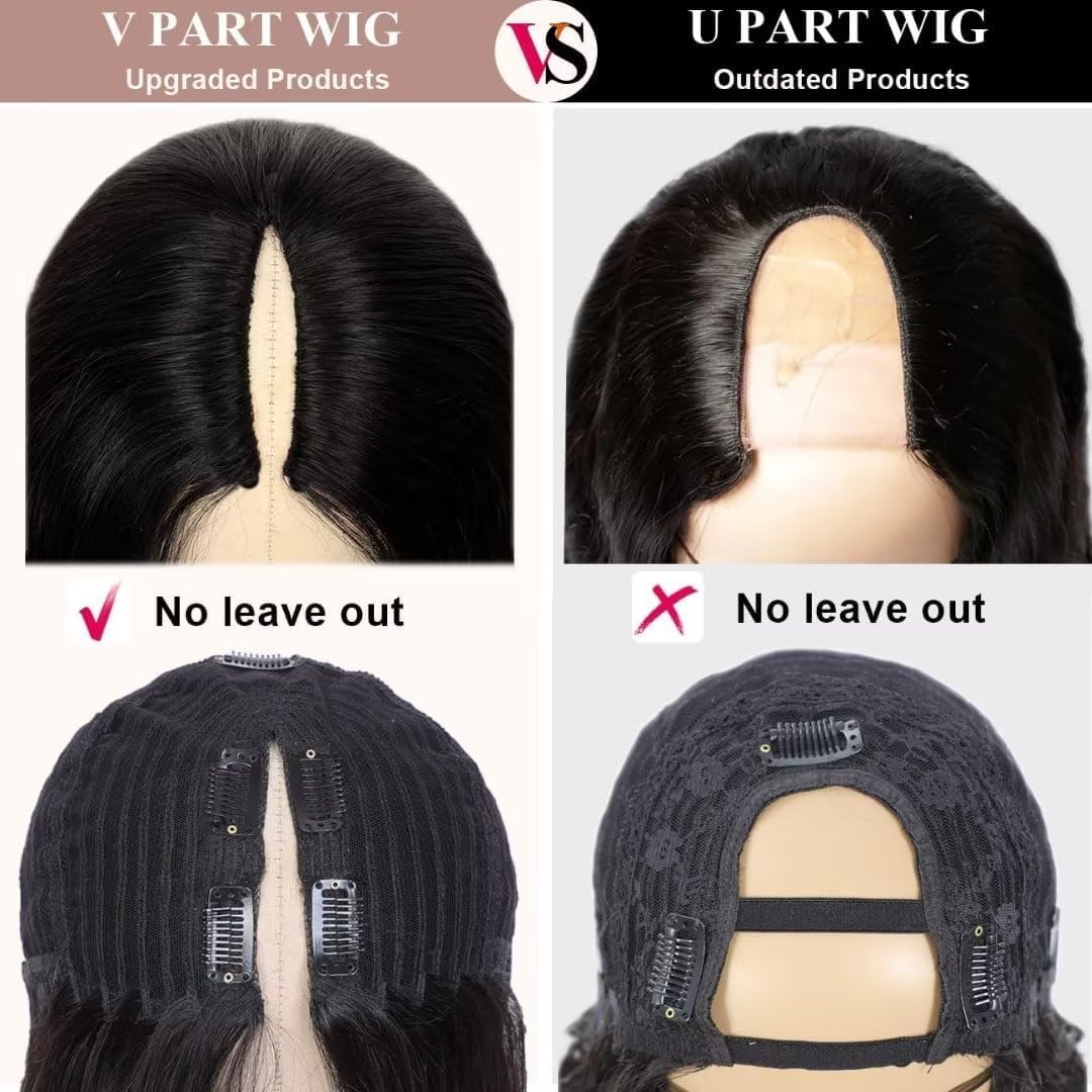v part wig human hair body wave pelucas mujer pelo natural humano glueless full head clip upgrade u parte peluca afro no lacie front pelucas cabello with baby hair 150 density 16inch(40cm)