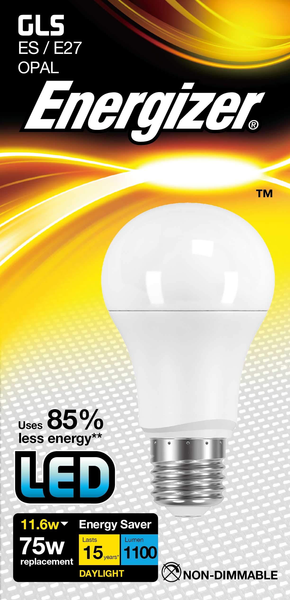 Energizer Warm White Led Gls Energy Saving Lightbulb, E27, 11.6 W,