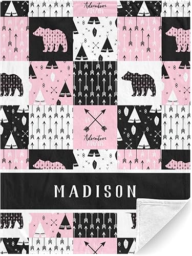 Woodland - Manta de bebé personalizada para niñas, manta de bebé personalizada con nombre para envolver el nombre, regalos personalizados para niñas