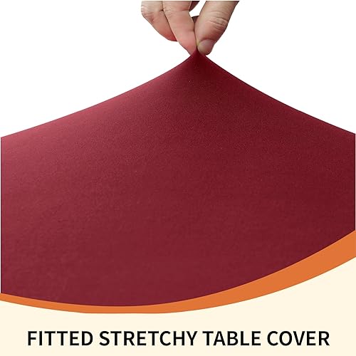 Miniatura 4 de Manteles redondos de elastano marfil de 120 pulgadas para mesa redonda de 60 pulgadas, manteles elásticos redondos ajustables, manteles sin arrugas