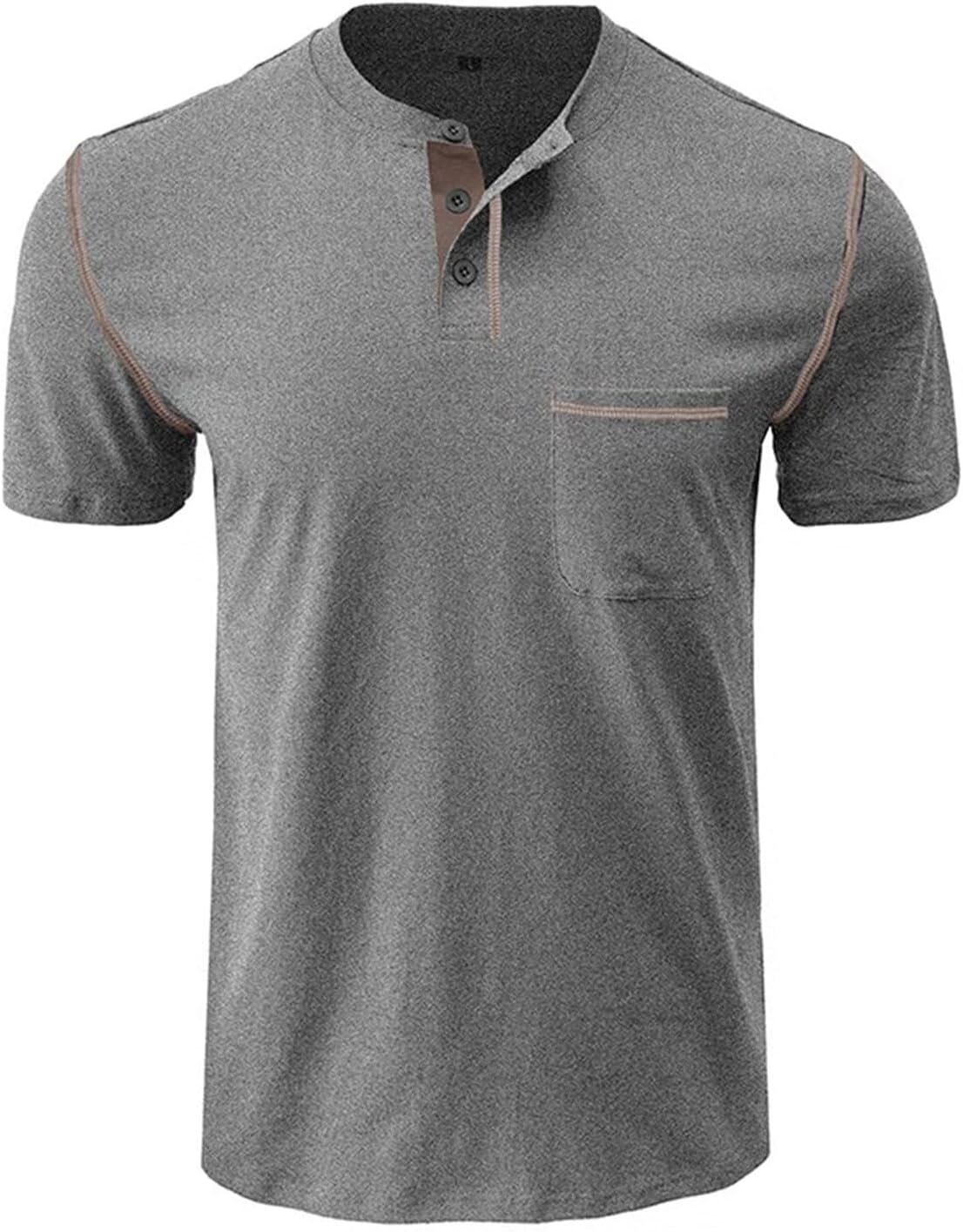Men's Henley Shirt Lightweight Short Sleeve T-Shirt Casual Stylish Button Cotton Shirt - Image 2