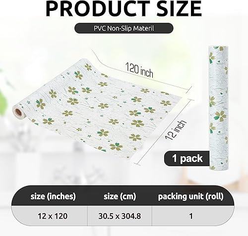 Miniatura 5 de RAY STAR Revestimiento de estante de 12 x 120 pulgadas para armarios de cocina, forro de gabinete no adhesivo lavable, forro de cajón de PVC para