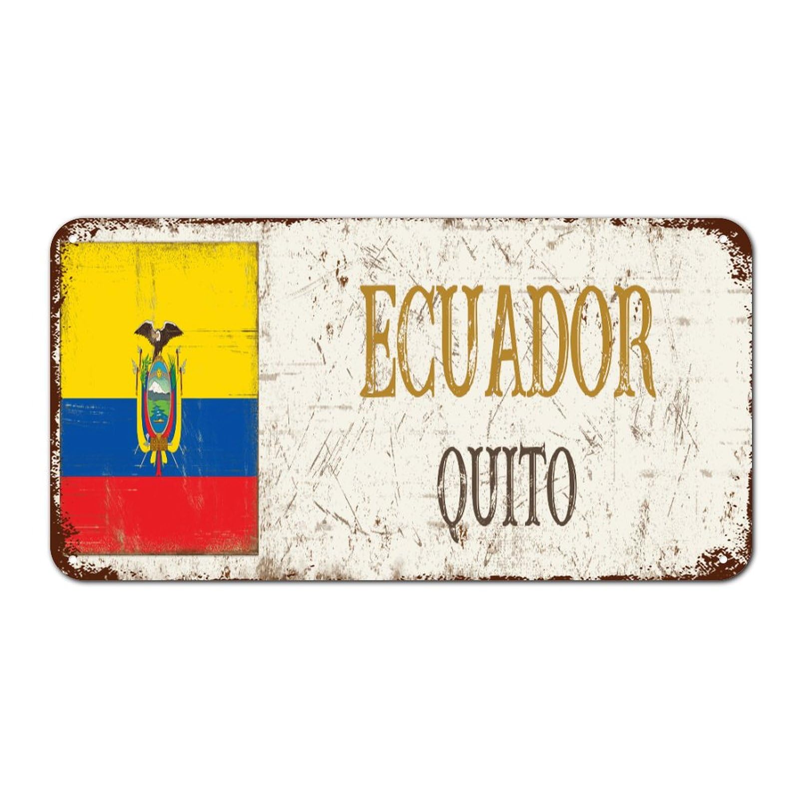 Yelolyio Ecuador Quito Metal Tin Sign Wall Plaque Ecuador Vintage Retro Metal Signs Travel Gift Souvenir Metal Tin Sign For Pub Restaurants Cafe Club 12X6in