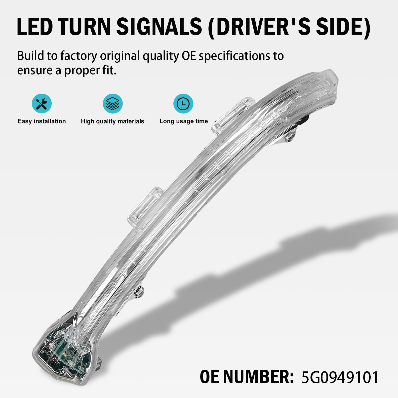 Sinistra Lato Conducente Freccia laterale specchietto retrovisore LED per GOLF 7 2012, T-U-N 2 2015, SPORTSVAN 2014 5G0949101