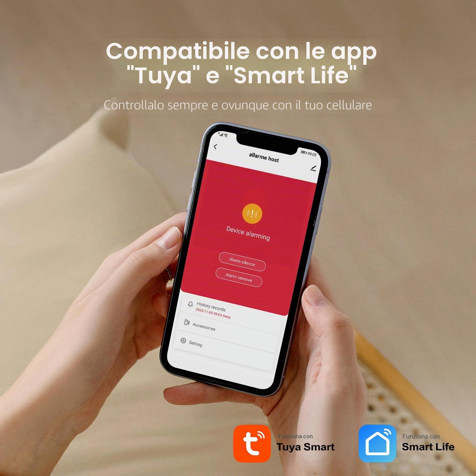 Sistema di allarme wireless Wi-Fi per la sicurezza domestica con telecamera esterna, kit di allarme GSM da 25 pezzi con sirena, sensori di movimento PIR, telecomandi, sensori per finestre/porte