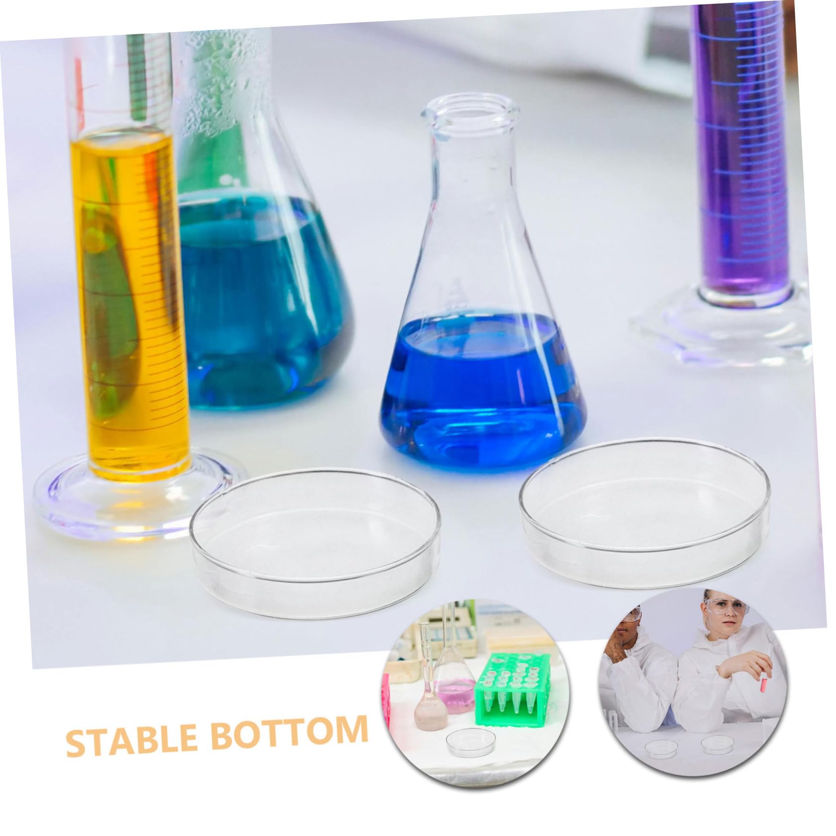 KOMBIUDA 5 Pezzi Piatti di Petri in Vetro Borosilicato con Coperchio Trasparente per Colture Cellulari e Studi Tissutali in Laboratorio Contenitori Resistenti Alta Temperatura per