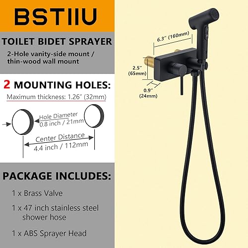 Miniatura 6 de Pulverizador de bidé de mano de latón para inodoro caliente y frío, ajustable para tocador de baño, accesorio de grifo de bidé de montaje lateral,