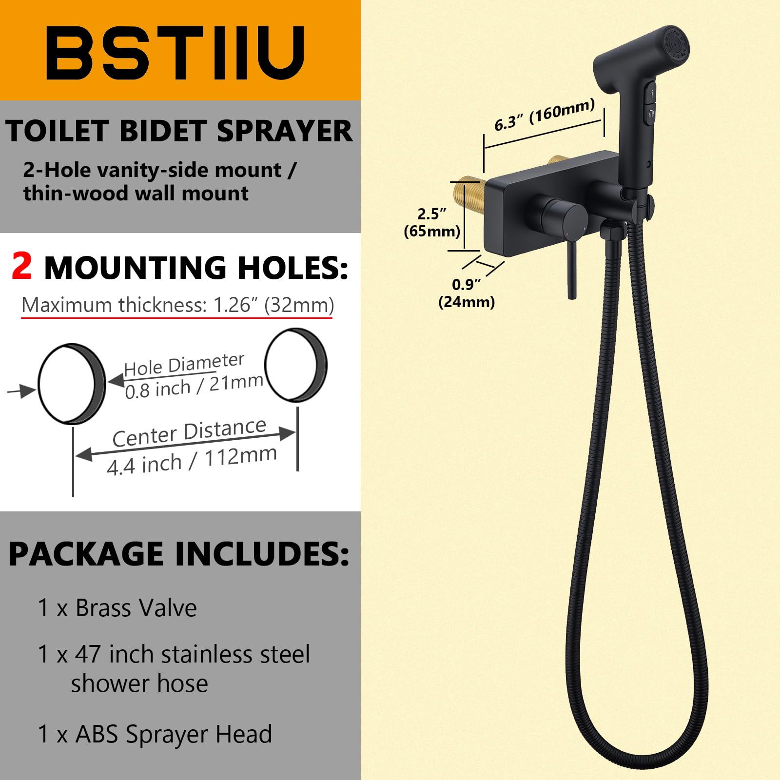 Brass Handheld Bidet Sprayer - Easy Install, Hot & Cold -6 Brass Handheld Bidet Sprayer - Easy Install, Hot & Cold -6