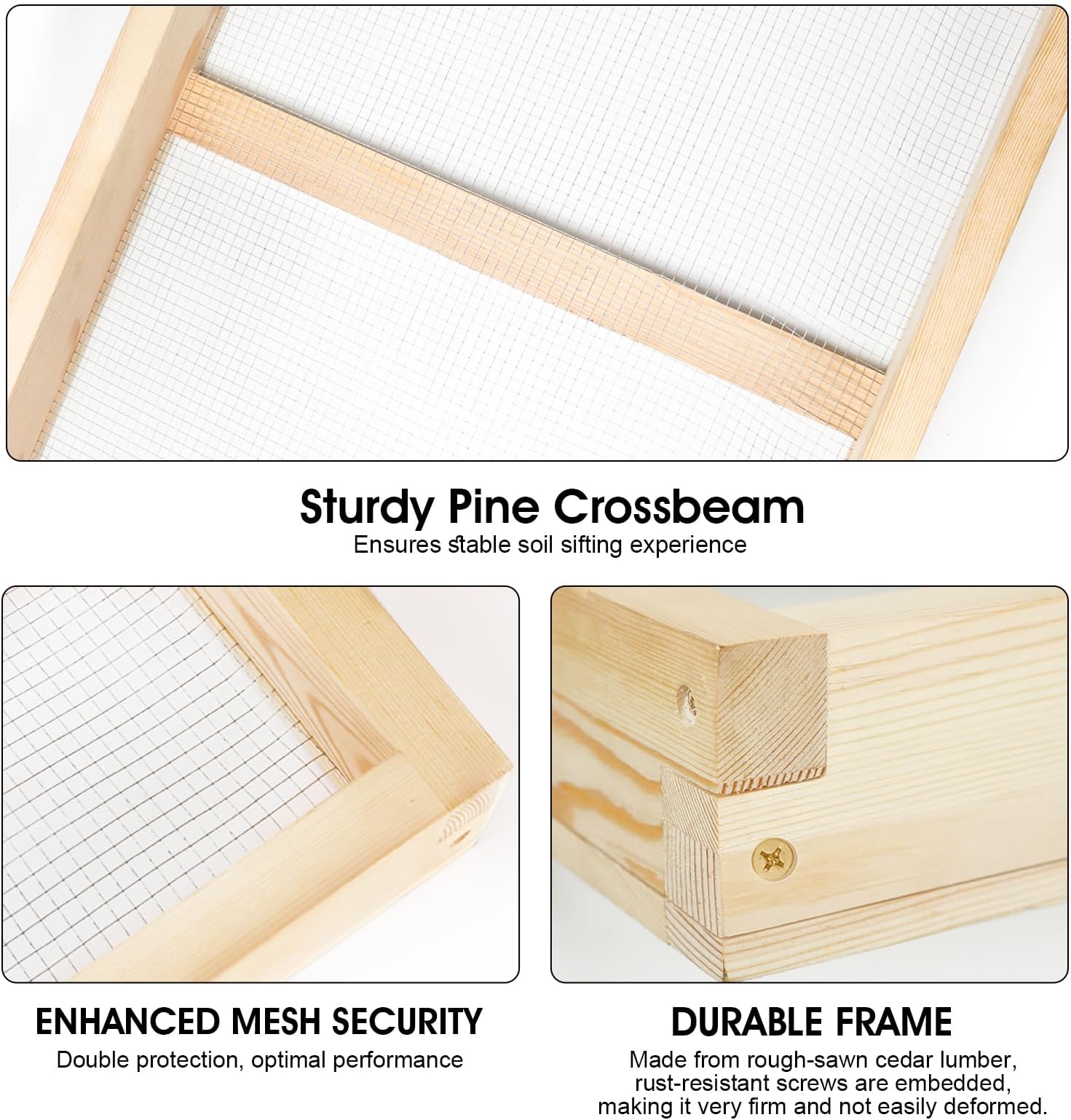 JOYSEUS Soil Sifter with Vibration Motor, Automatic Wooden Sifting Screen, Sieve for Sand Rocks Dirt Compost - 39" x 19.5" Ultra Large to Fit Most Garden Yard Wheelbarrow Carts