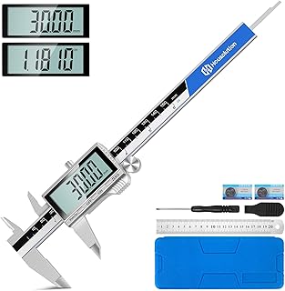 Housolution Calibrador digital, medidor de 6" com ecrã LCD grande, alteração entre polegadas / MM, 4 modos de medição, micrometro de aço inoxidável com ecrã anti-salpicos para carpinteiros