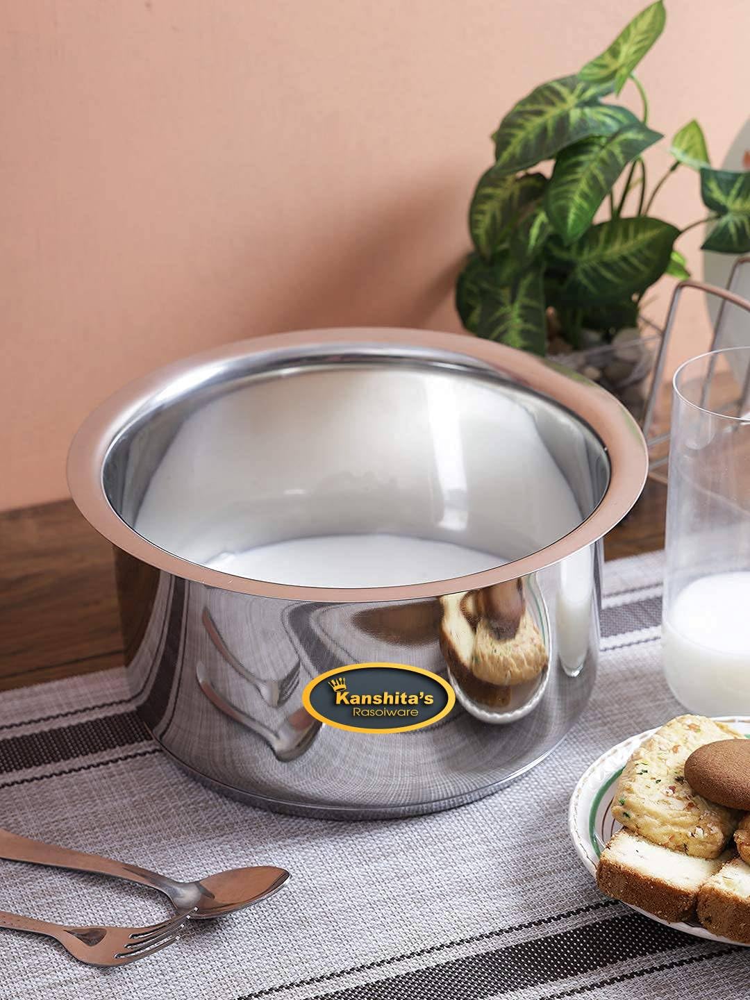 Kanshita's Rasoiware Stainless Steel Induction Bottom Friendly Patila/Tope/Pot (Induction & Gas Stove) 1 Liter 3