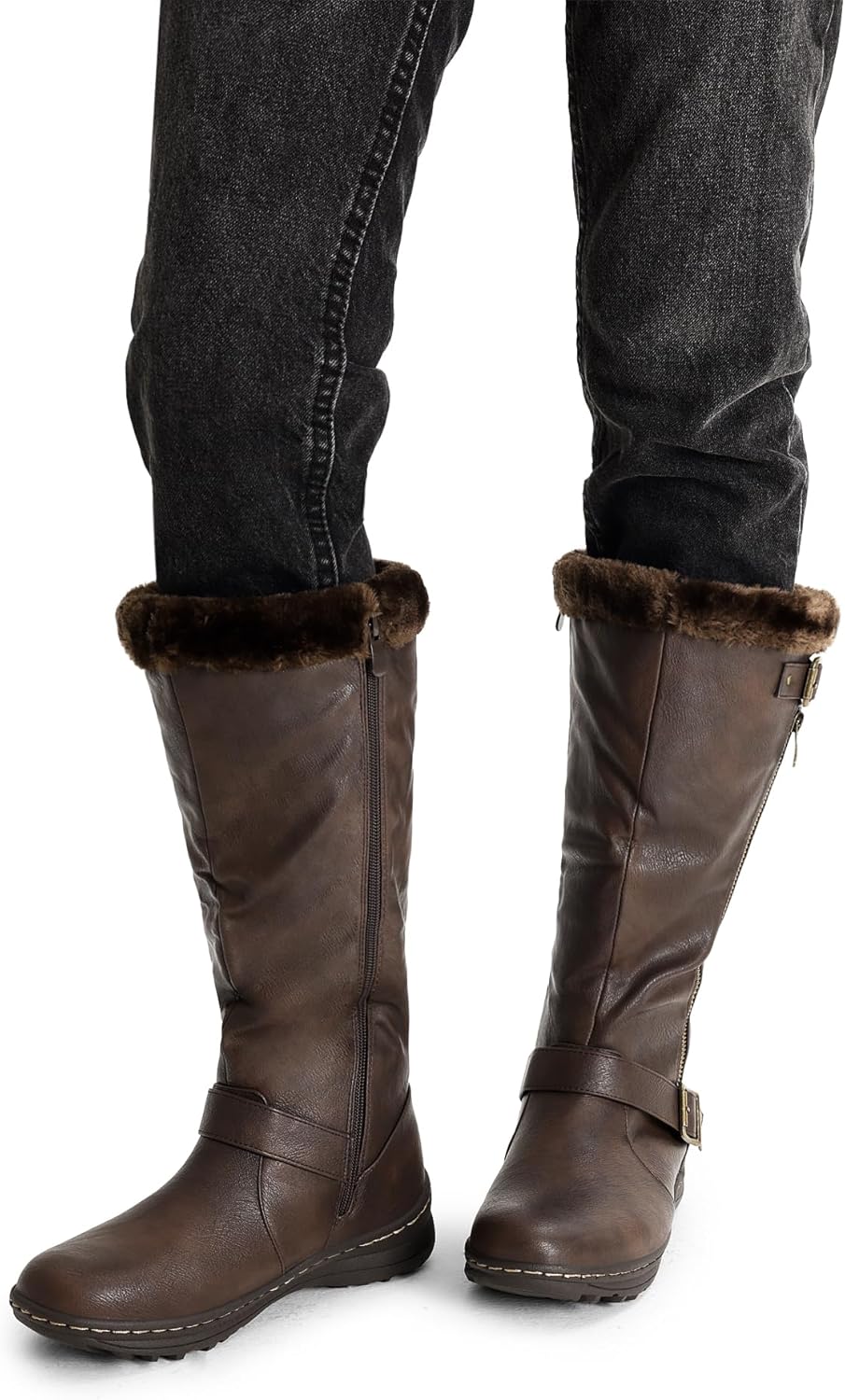 DREAM PAIRS Women's Knee High Boots Thick Faux Fur Lined Winter Snow Warm Boots with Zipper - Image 6