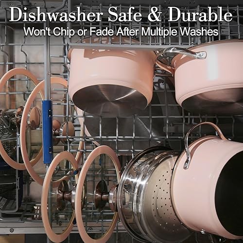 Miniatura 3 de Juego de utensilios de cocina de acero inoxidable de 9 piezas para cocina familiar, grado 304, exterior recubierto de cerámica, ollas y sartenes