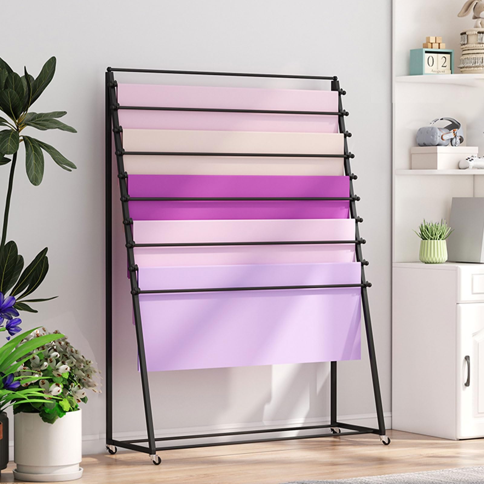 Metalowy stojak na tkaninę, organizer na szpulę, stojak dla łatwego dostępu, metalowy stojak ścienny na szpule druciane, szaliki i ręczniki (czarny 120 cm x 160 cm) idealne rozwiązanie do
