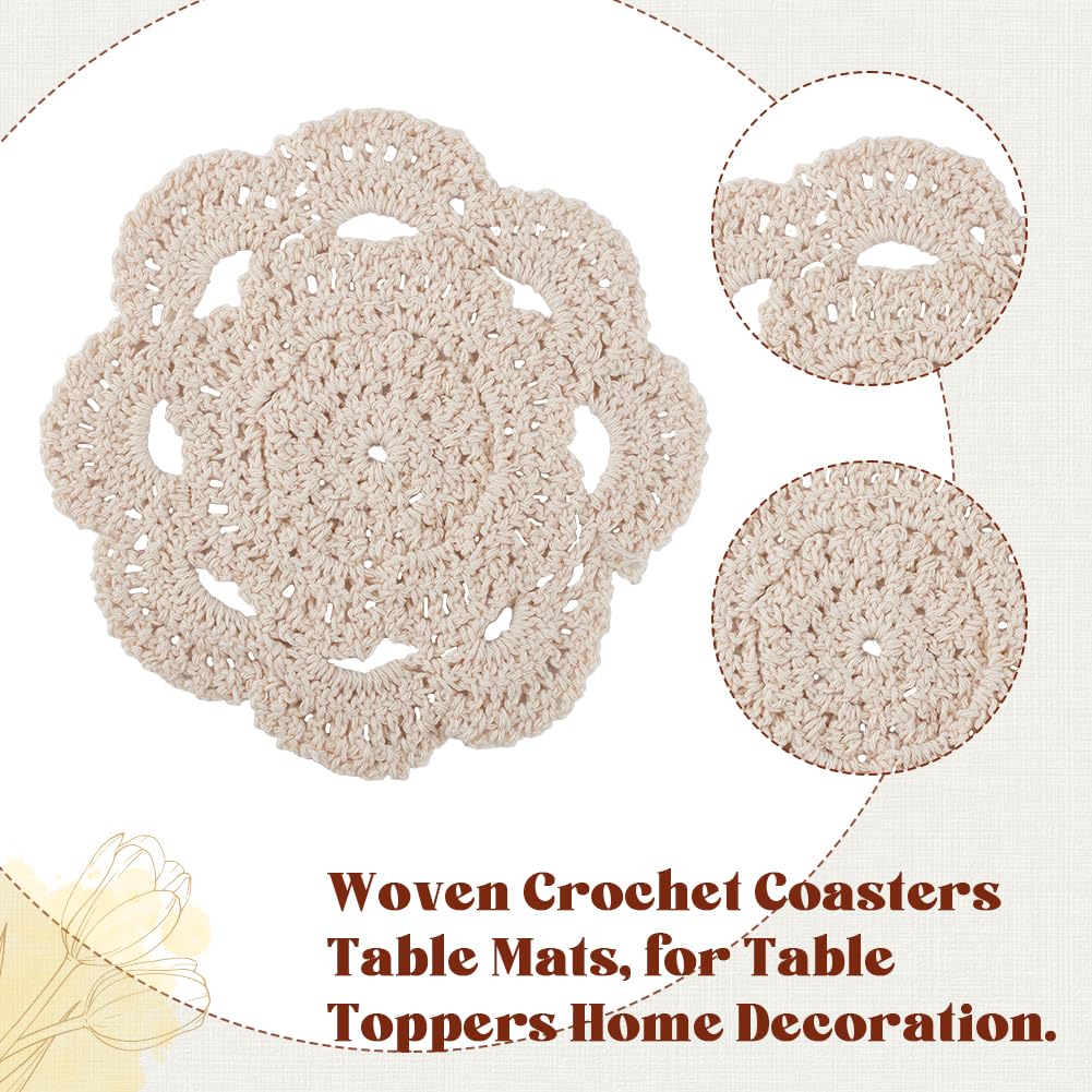 UPKOCH Set Da 6 Sottobicchieri Rotondi In Pizzo Uncinetto Fatto A Mano – Bianco, Eleganti E Vintage, Sottopiatto Decorativo Per Tazze E Piatti - 4