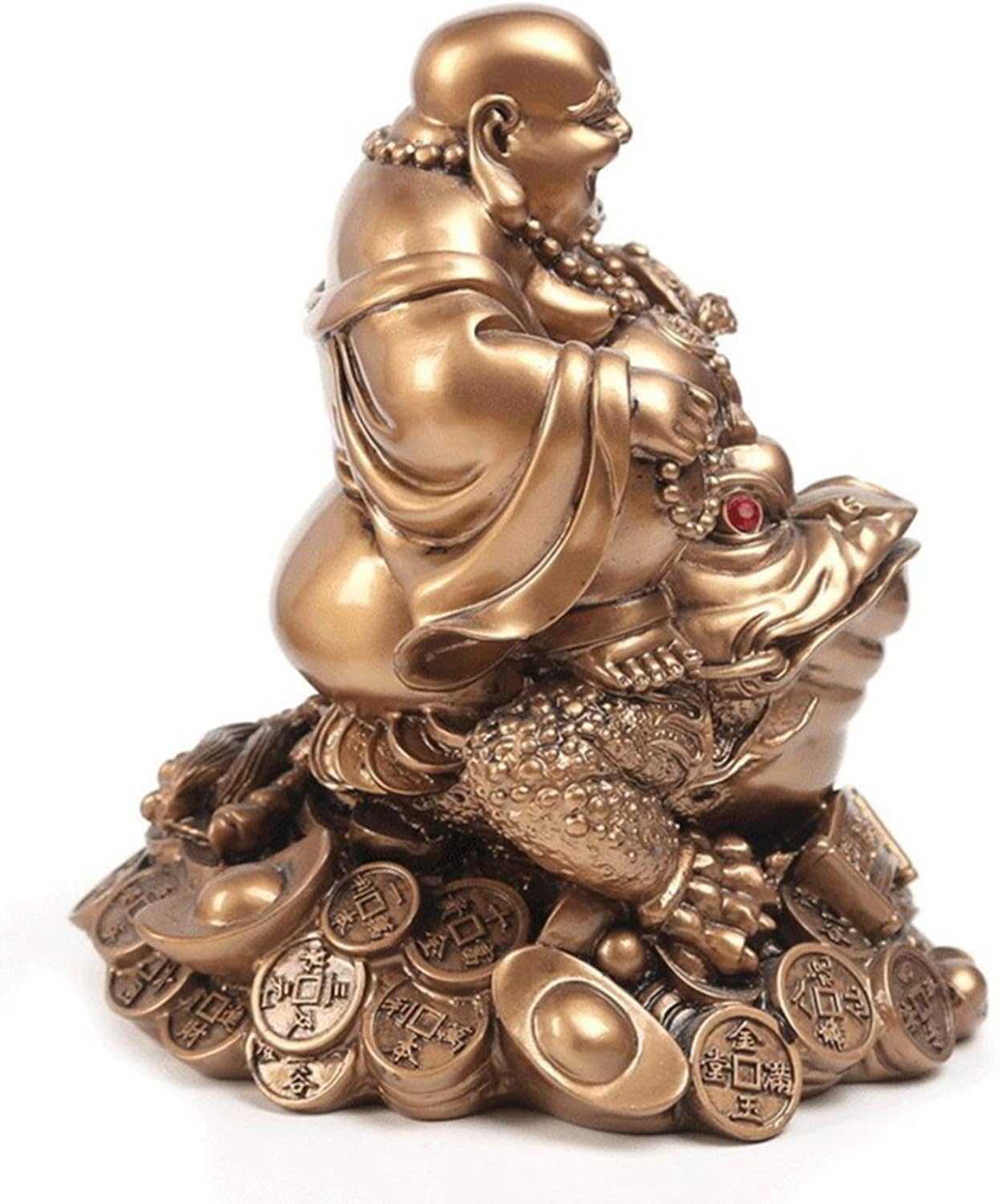 statuetka Buddy, Feng Shui Maitreya figurka ropuchy złota żaba dekoracje do domowego biura(Bronze)