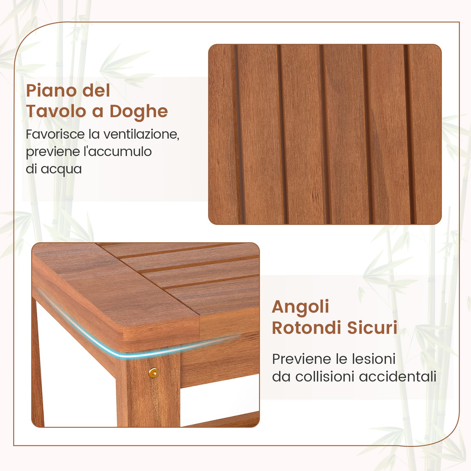 COSTWAY Tavolino Laterale da Esterno a 2 Livelli, Tavolino da Caffè in Legno Massello con Ripiano Portaoggetti, Tavolo Quadrato in Stile Rustico per Patio, Giardino, Veranda e Soggiorno