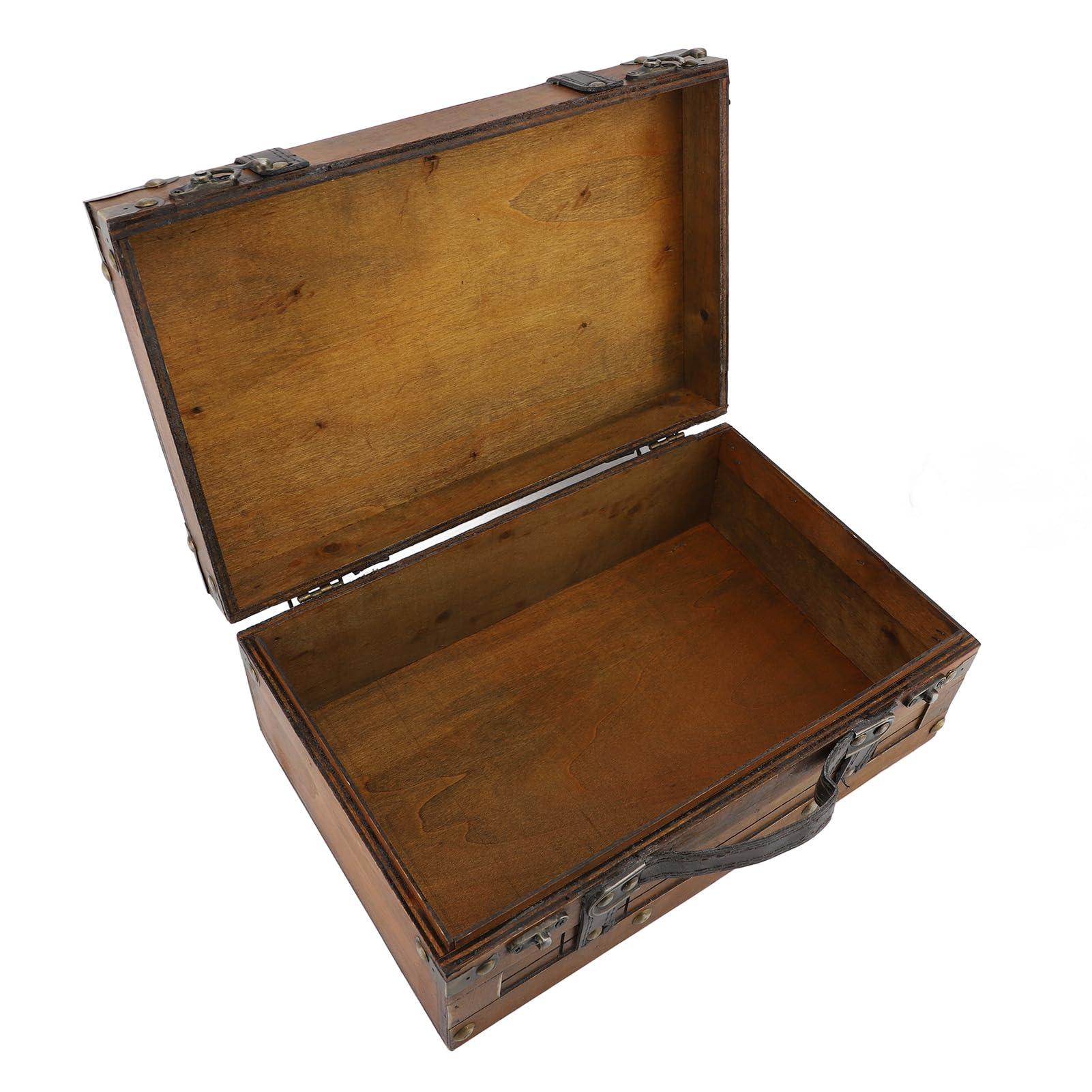 Boite de rangement decorative vintage jaune coffre bois synthetique 11.8 pouces