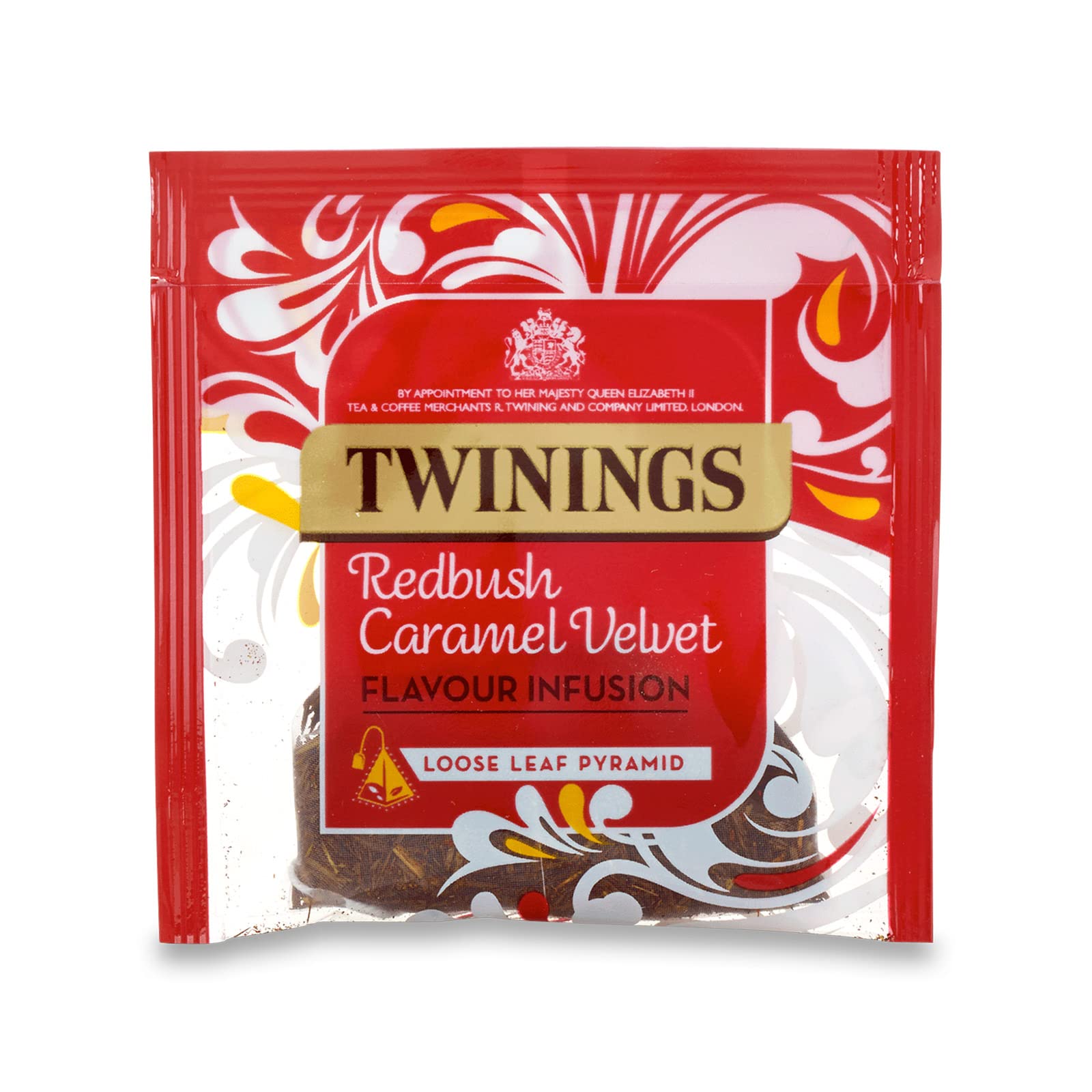 Twinings Redbush Aksamitne torebki do herbaty z luźnymi liśćmi, 4 pudełka po 15 pojedynczo zapakowanych torebek na herbatę, łącznie 60 sztuk.