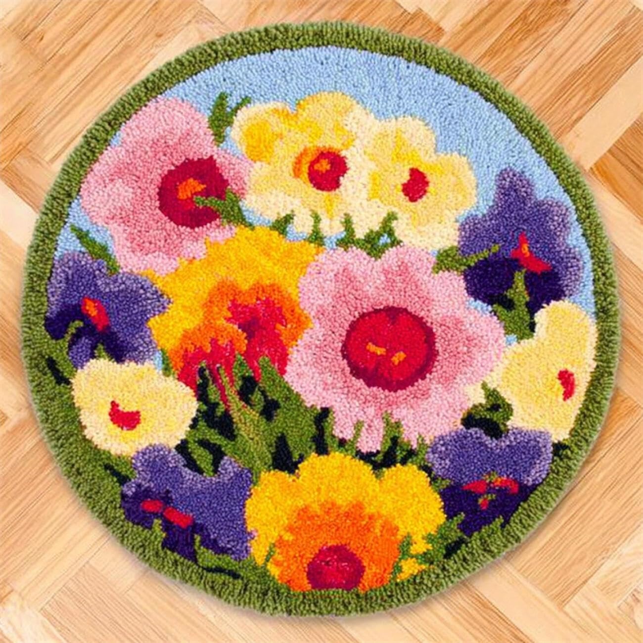 Kitquiver Rug Making Kit for Adults Colorful Flowers 50x50cm