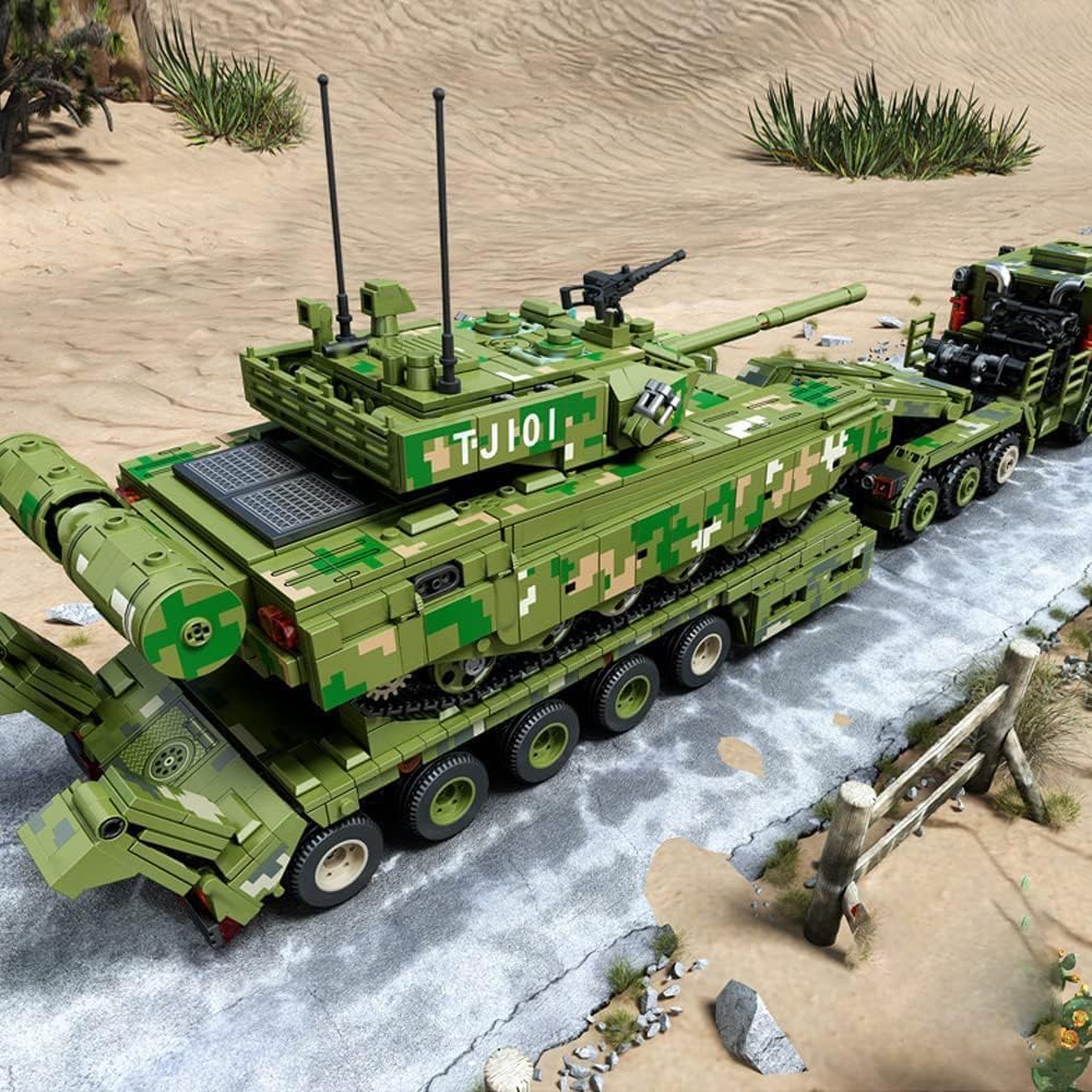 KeKeDuo Technik Panzer Bausteine, 2784 Klemmbausteine Militär 99A Panzertransporter Modellbausatz Konstruktionsspielzeug Kompatibel mit Andere Marken