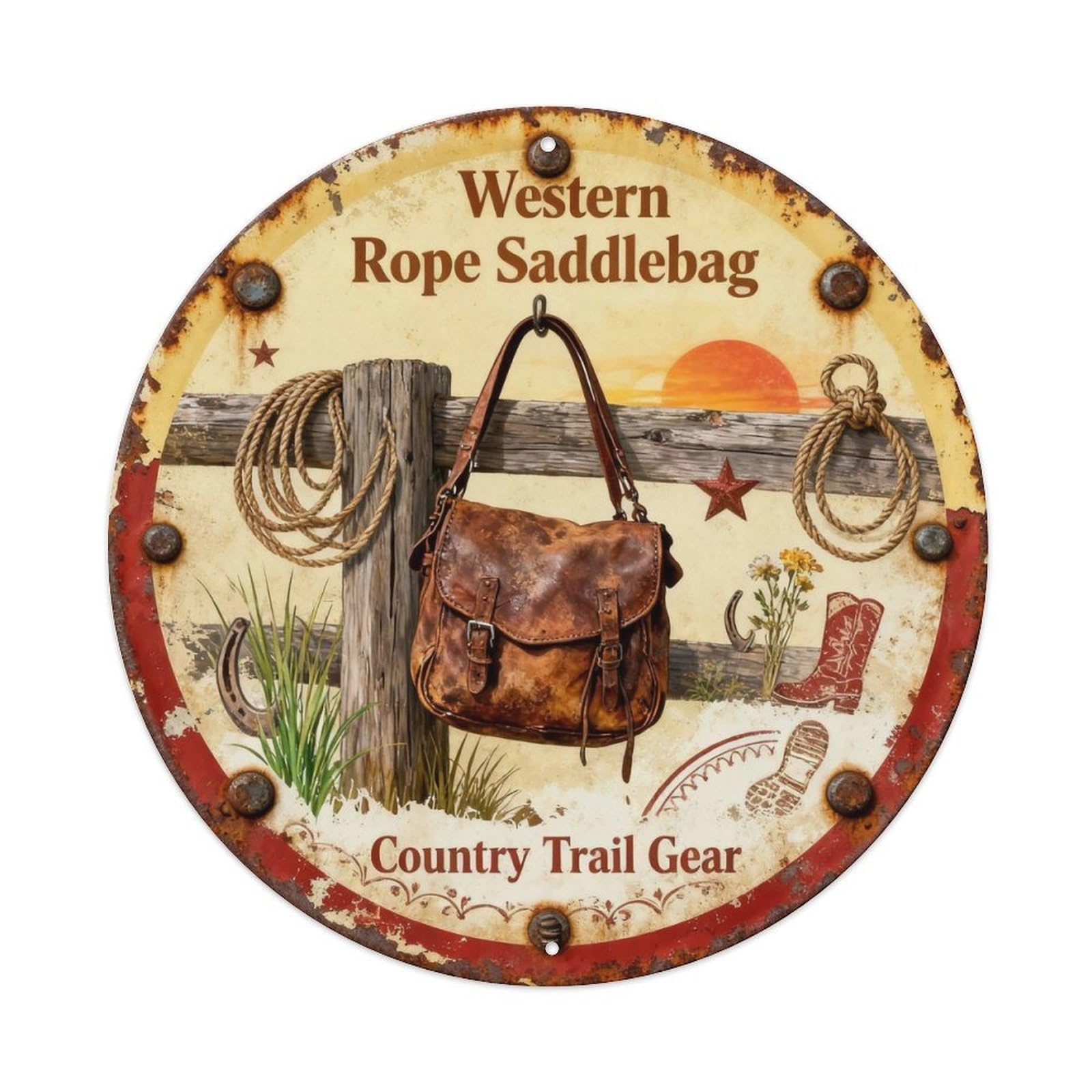 Western Rope Saddlebag Metal Tin Sign Plaque