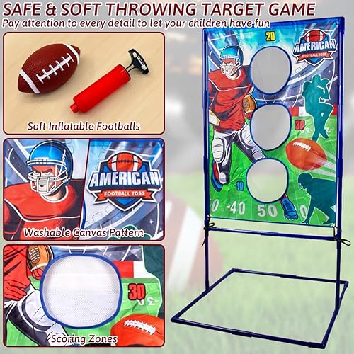 Miniatura 3 de Juego de lanzamiento de fútbol con 4 bolas inflables, juegos de tiro de fútbol para niños de 8 a 12 años, juguetes deportivos y al aire libre para