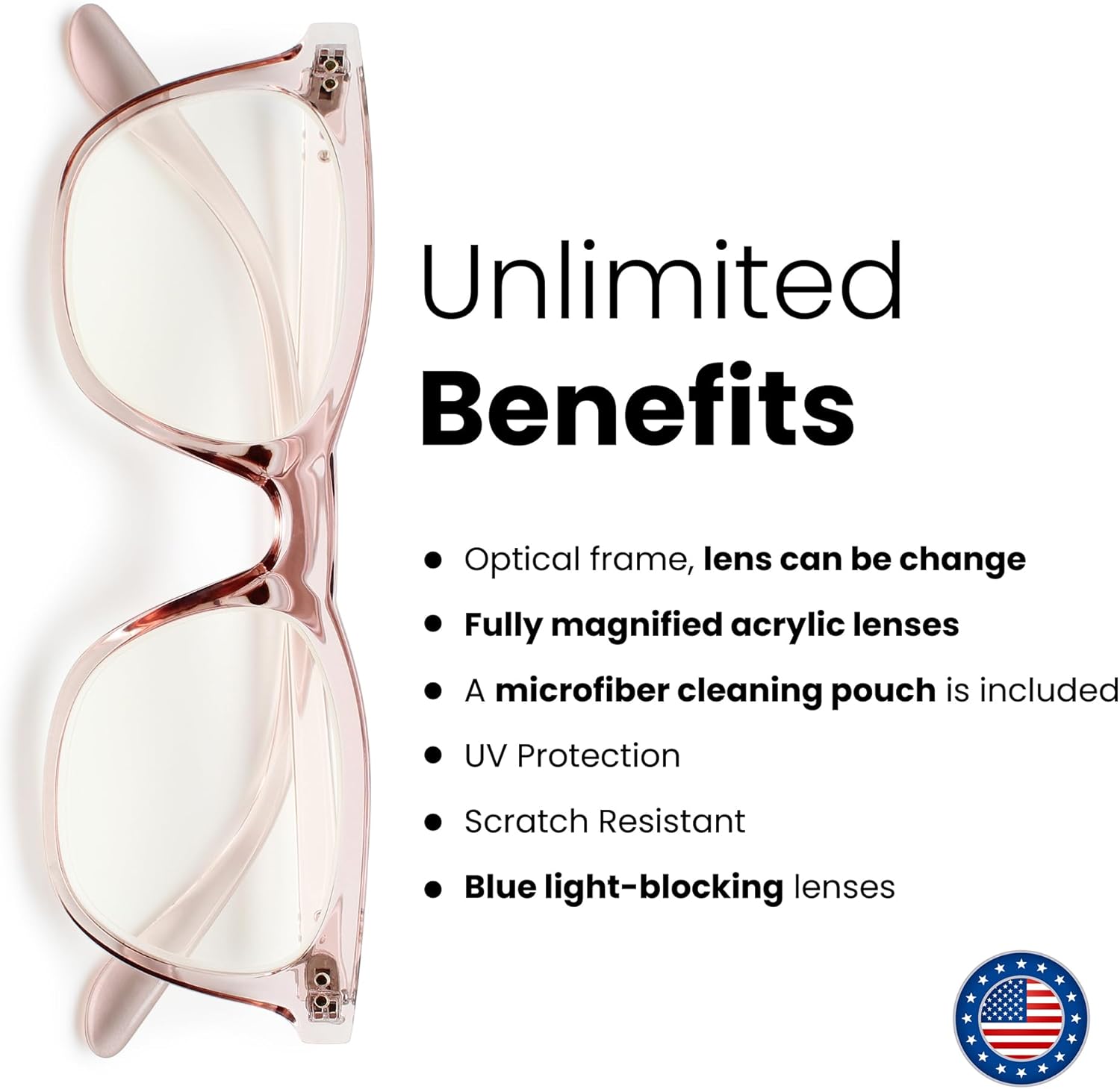 Pink Clear Blue Light Glasses Men & Women to Look Modern with Clear Vision - Sturdy & Durable Reading Glasses for Women & Men - Comfortable for All Face Shape Mens Glasses - Reading Glasses 1.0 Pink 1.0 x