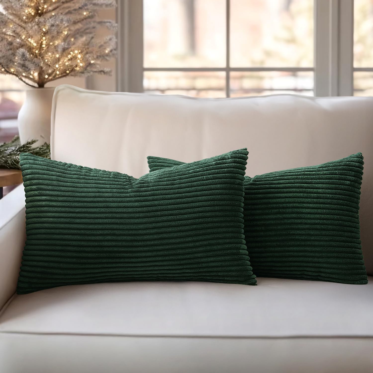 Slozzi 2er Set Kordsamt Kissenbezug Kissenbezüge Kissenhülle Sofakissen Dekokissenbezug Couchkissen Weich für Sofa Schlafzimmer Wohnzimmer Balkon