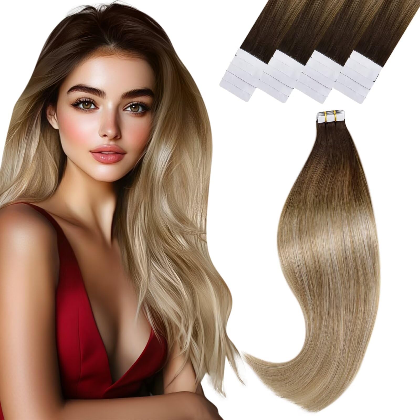 Vivien Brown Clip in Hair Extensions Darkest Brown to Light Brown Balayage Hair Extensions for Women Clip in Hair Extensions Human Hair 22 Inch 120g 7pcs #2/8/2 — view 17