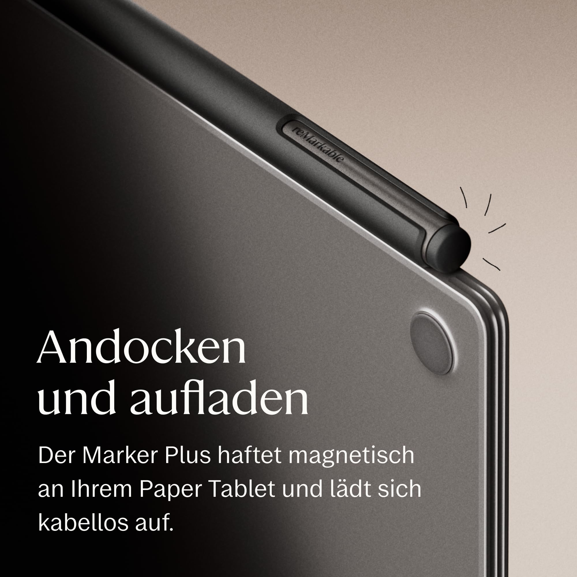 reMarkable Marker Plus für Paper Pro, Pro Move und Paper Pure | Reaktionsschneller und präziser Stift mit integriertem Radiergummi, inklusive 6 Ersatz-Marker-Spitzen – Schwarz