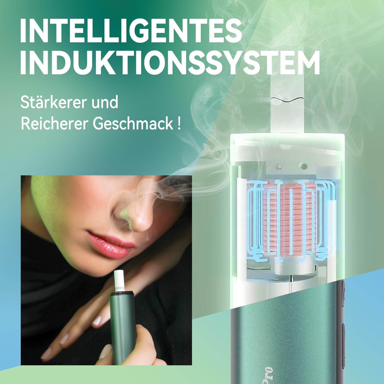 HI TASTE E40 Pro Tabakerhitzer Kompatibel mit IQOS ILUMA TEREA, Großartiger Geschmack, 3200mAh Großer Akku, Trocknungsfunktion, Klares OLED-Display, Metallausführung (Metall Schwarz)