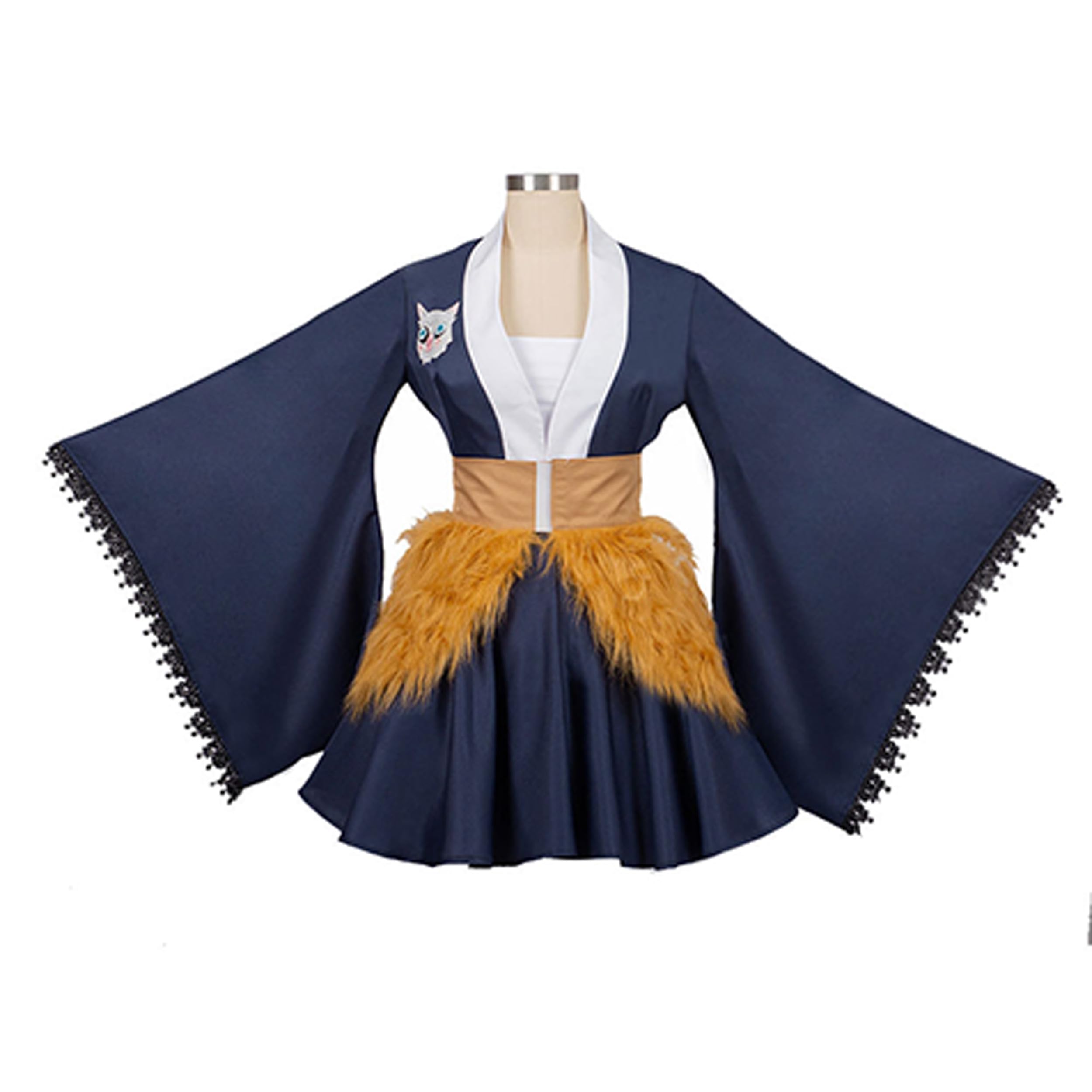 Satdflie Demon Slayer Cosplay Costume Kimono Outfits Uniform Set Girls Christmas Anime Fans Gifts Maid dress，Hashibira Inosuke，XXXL
