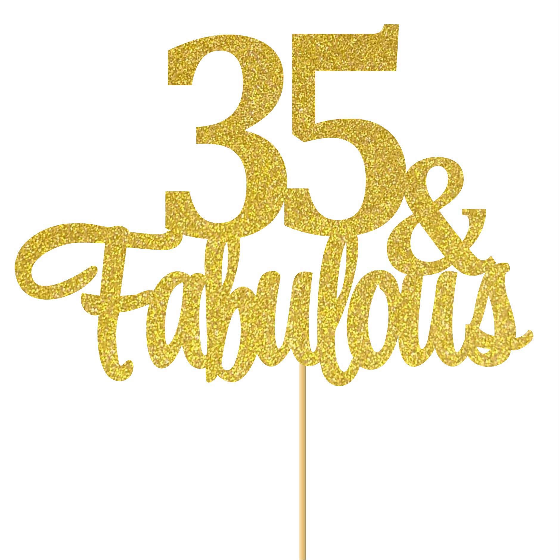 Gold Glitter 35& Fabulous cake topper - 35 Anniversary/Birthday Cake Topper Party Decoration (35th)