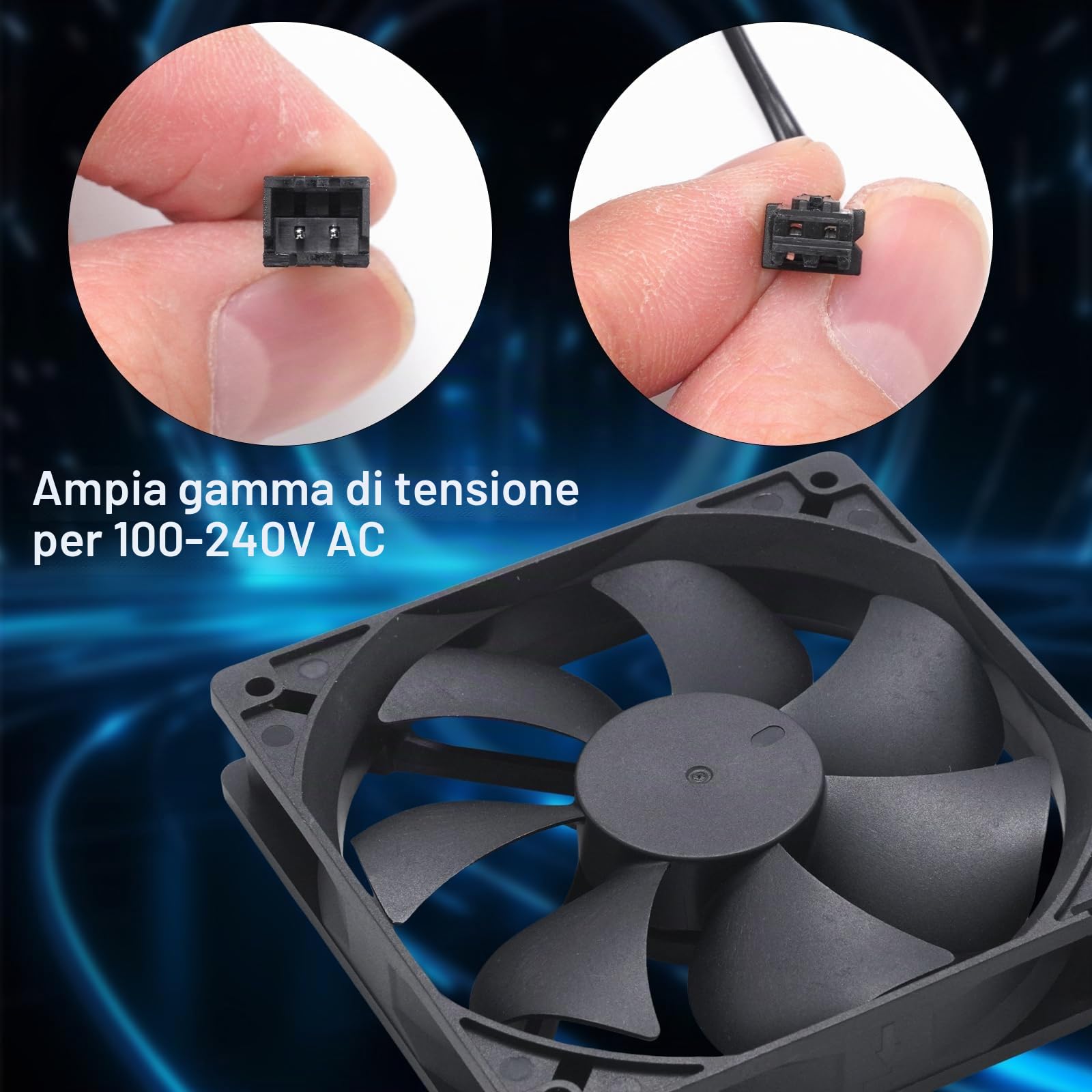 Hoypeyfiy Ventola per alloggiamento di grandi dimensioni, 4 x 120 mm, velocità regolabile, per alimentatore da 12 V CC o 100-240 V AC, versatile per raffreddamento PC e rack server