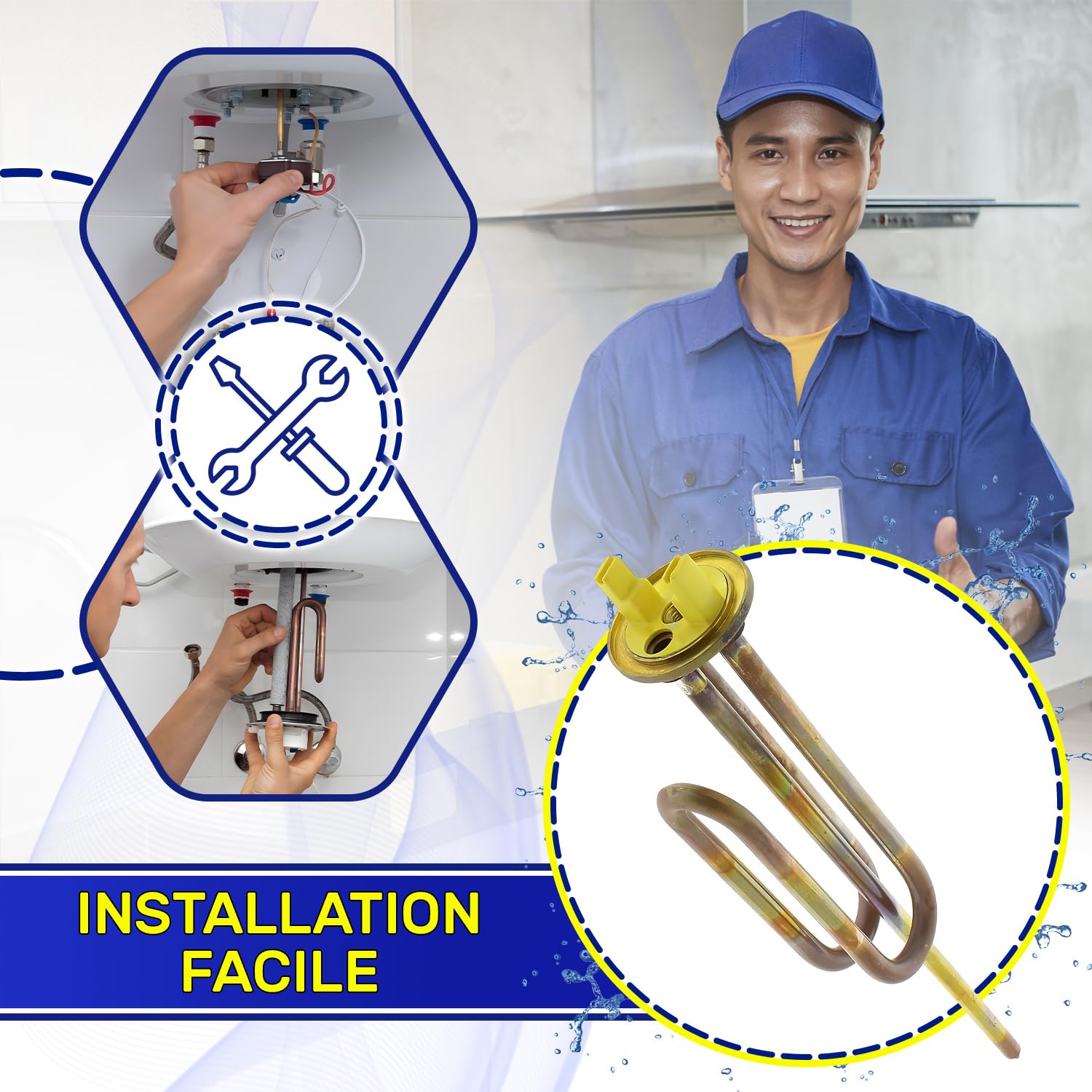 Resistance pour Chauffe Eau 1200W avec Code Original 61401776 pour Ariston - Garantie de 10 Ans - MONTERAL