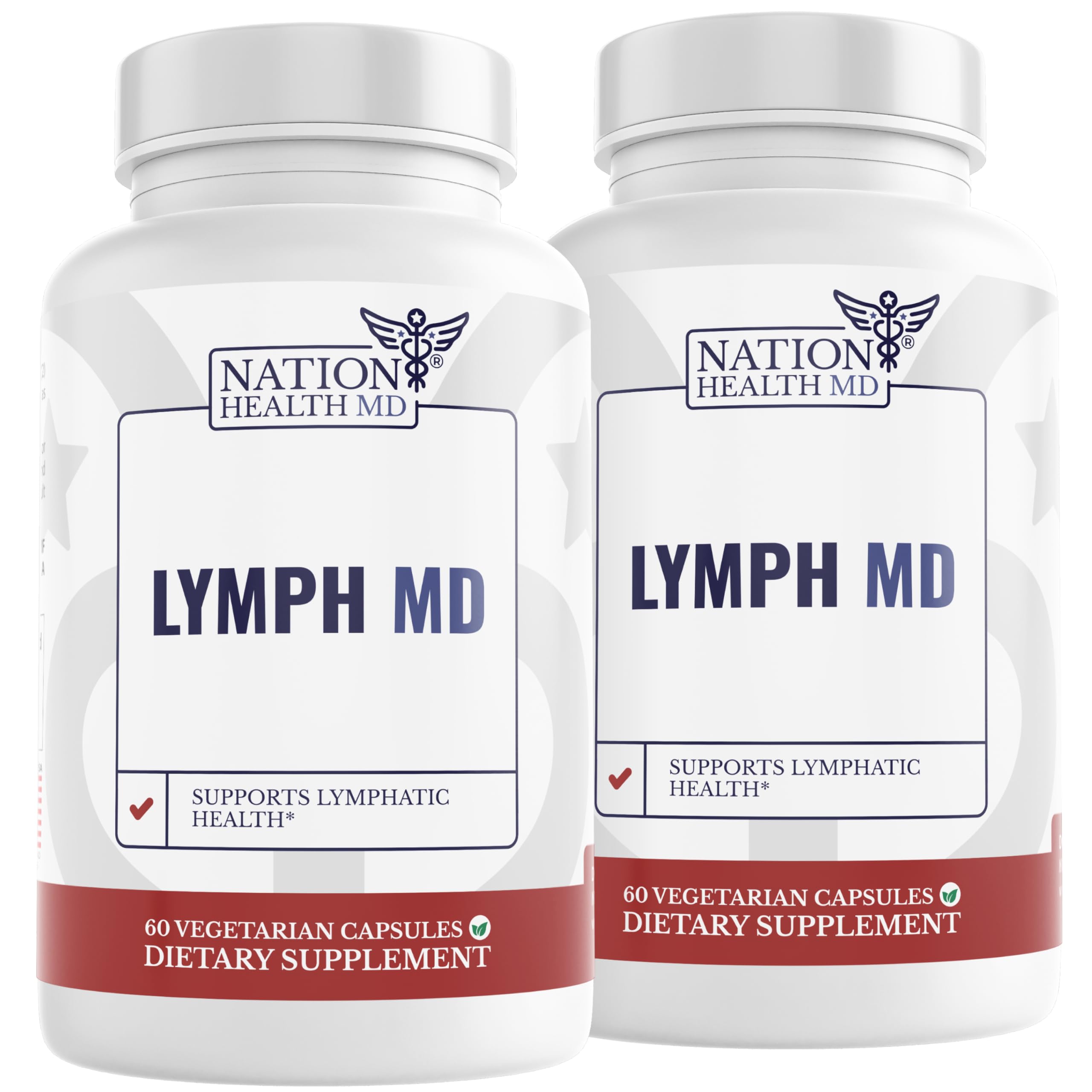 NATION HEALTH MD Lymph MD - Lymphatic Drainage Supplement - with Bromelain, Echinacea, Burdock Root, Dandelion, Rutin, Kelp & More - Lymph System Support for Women & Men - 120 Capsules 60 Count (Pack of 2)