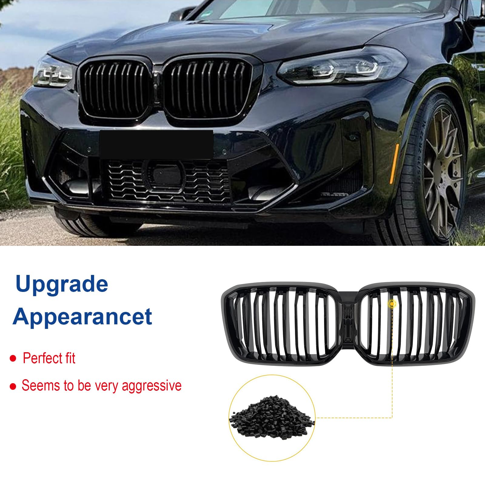 Auto Rene Anteriore Griglia Da Corsa Grill Nero Lucido Doppia Linea