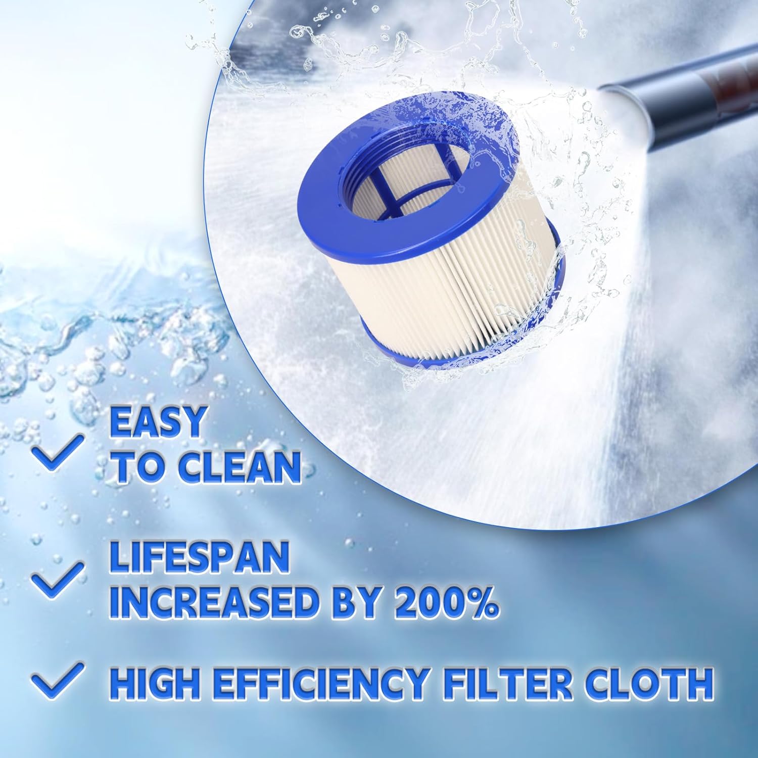 60% Denser Filter, High-Efficiency Screw-in Hot Tub spa Filters Replacement Compatible with All Relxtime, Aleko, Wejoy, Aquaspa Hot Tubs & Other Spas (2 Filters + 1 Filter Bags) - Image 6