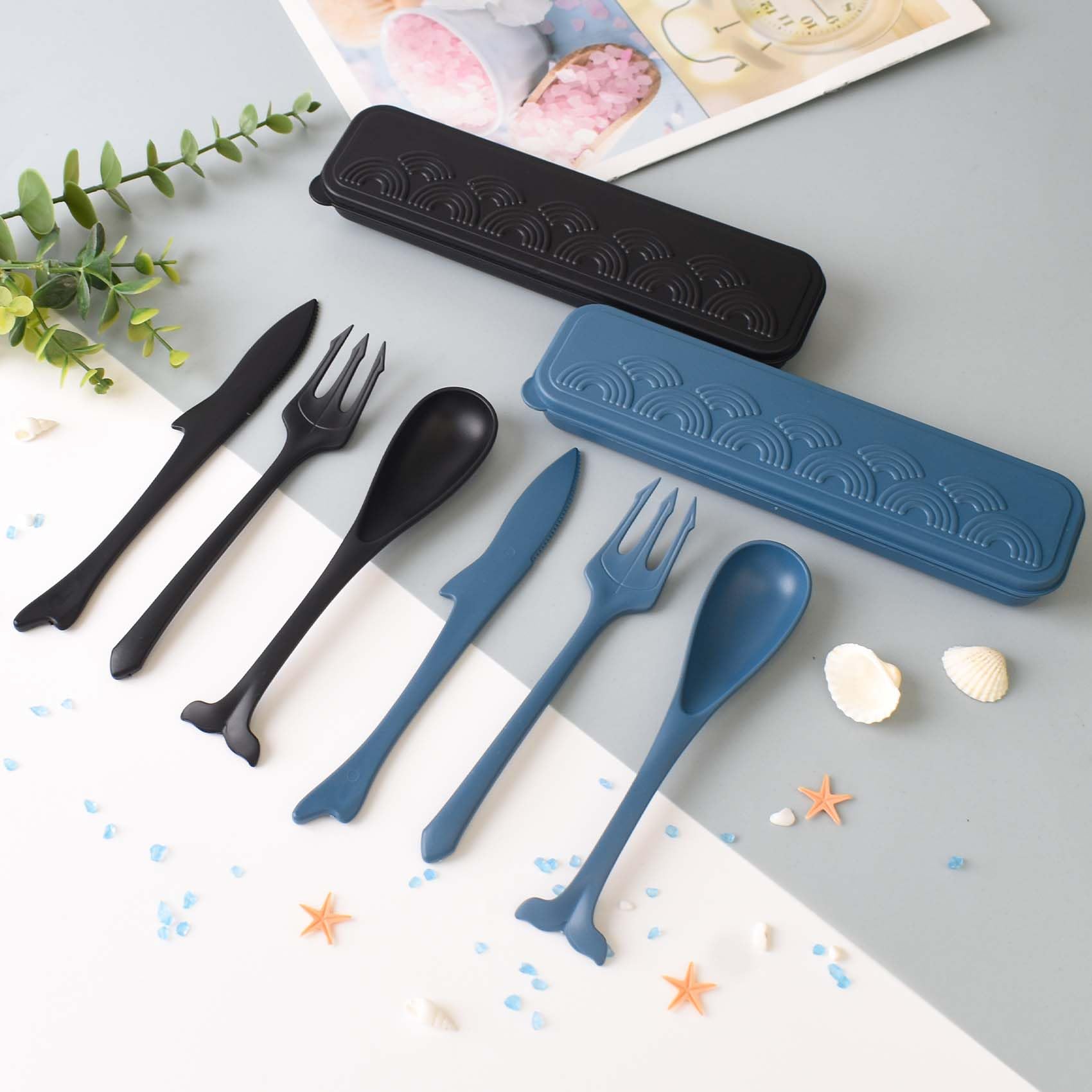 6 in 1 Posate in Acciaio Inox Posate da Campeggio Set da Viaggio All
