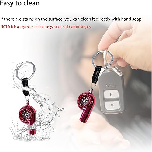 Miniatura 10 de Augeny Llavero turbo para automóvil, llavero de turbocompresor giratorio de metal creativo, llavero universal para decoración de vehículo (azul)