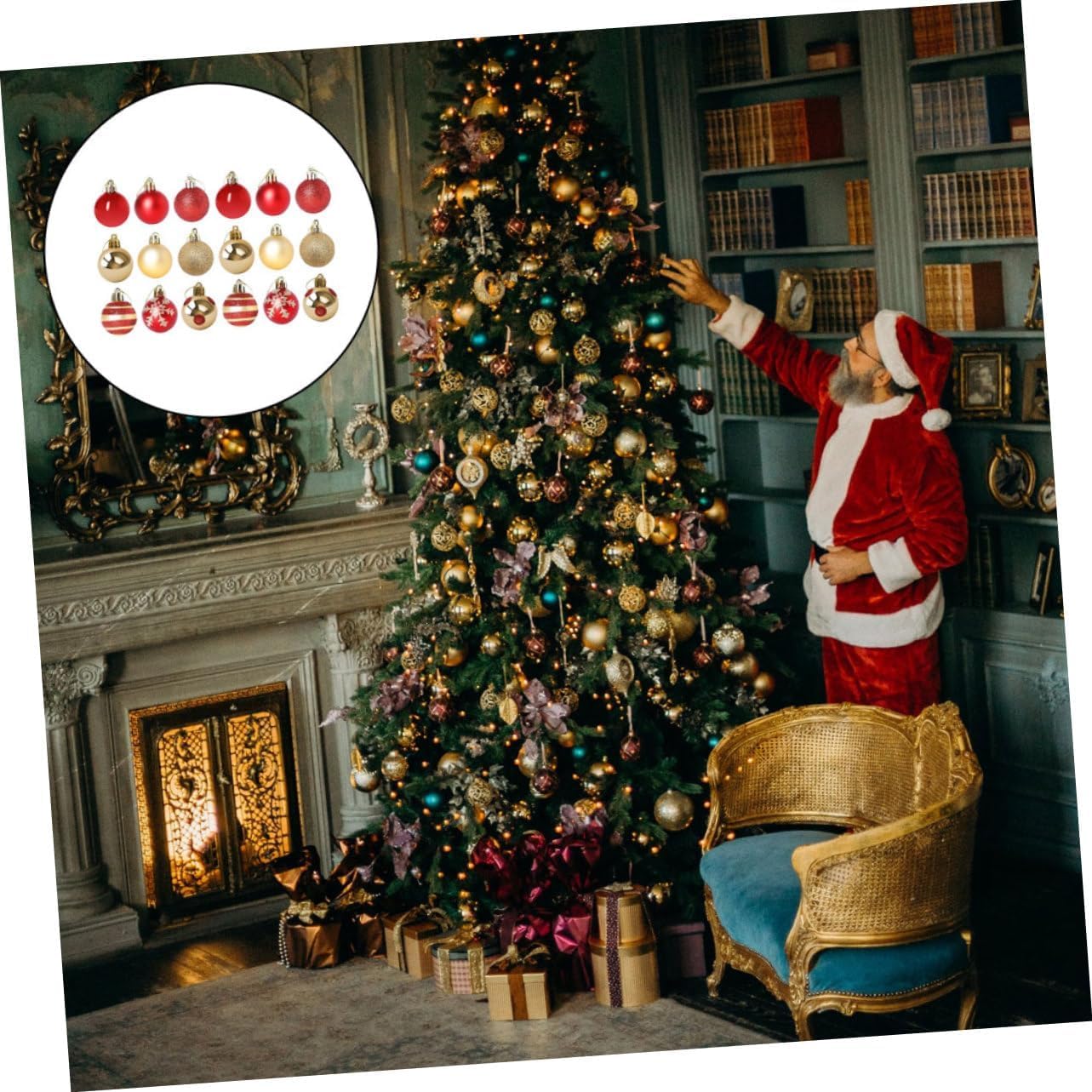 Palline di Natale per l'albero di Natale, 50 pezzi Palline di Natale placcate Palline di Natale Decorazioni per palline di Natale Ornamenti per palline di Natale Abito rosso Decorazioni per esterni