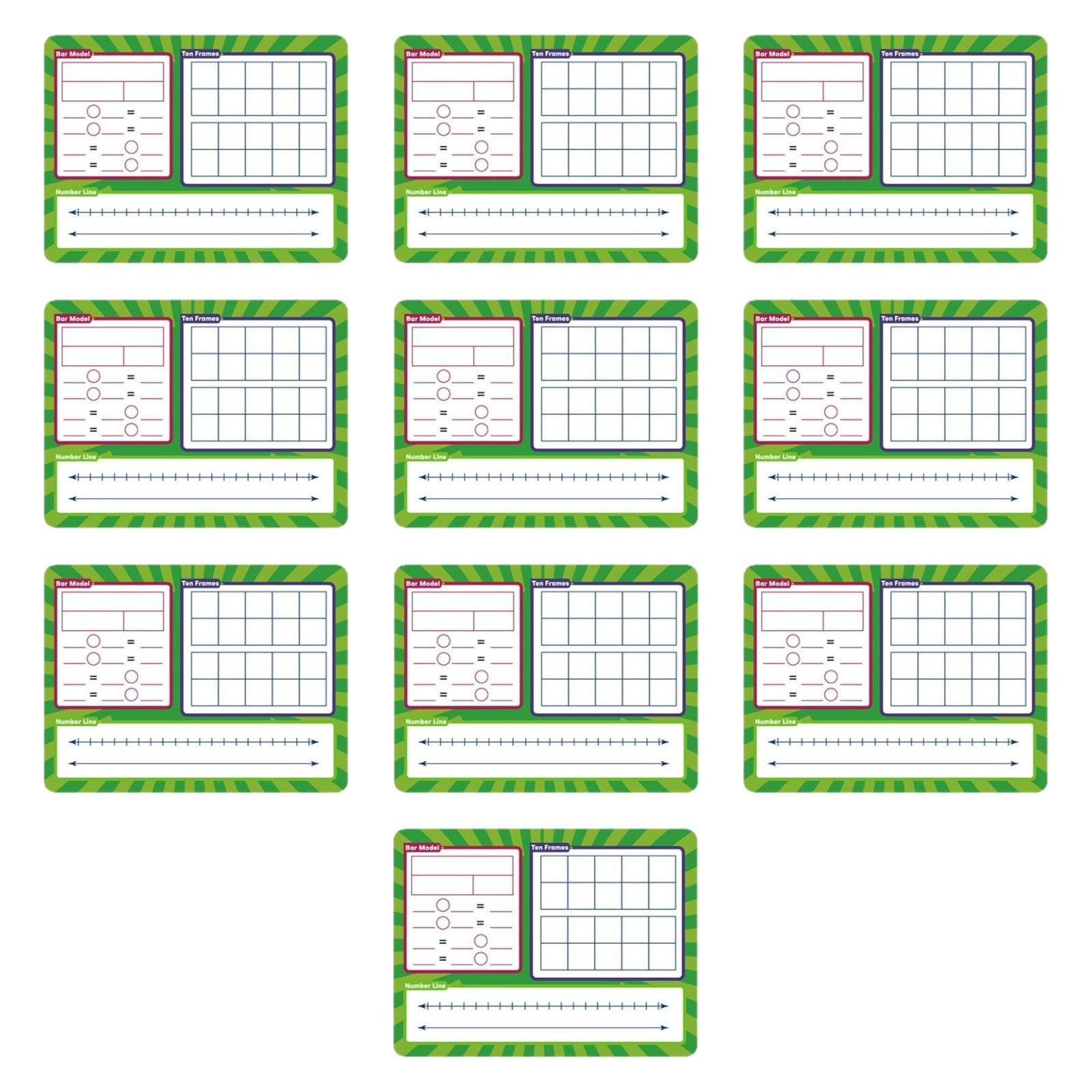 10 piezas de pizarra blanca de borrado en seco, juguetes educativos, póster de matemáticas, tabla de números para guardería, preescolar, jardín de infantes, aula