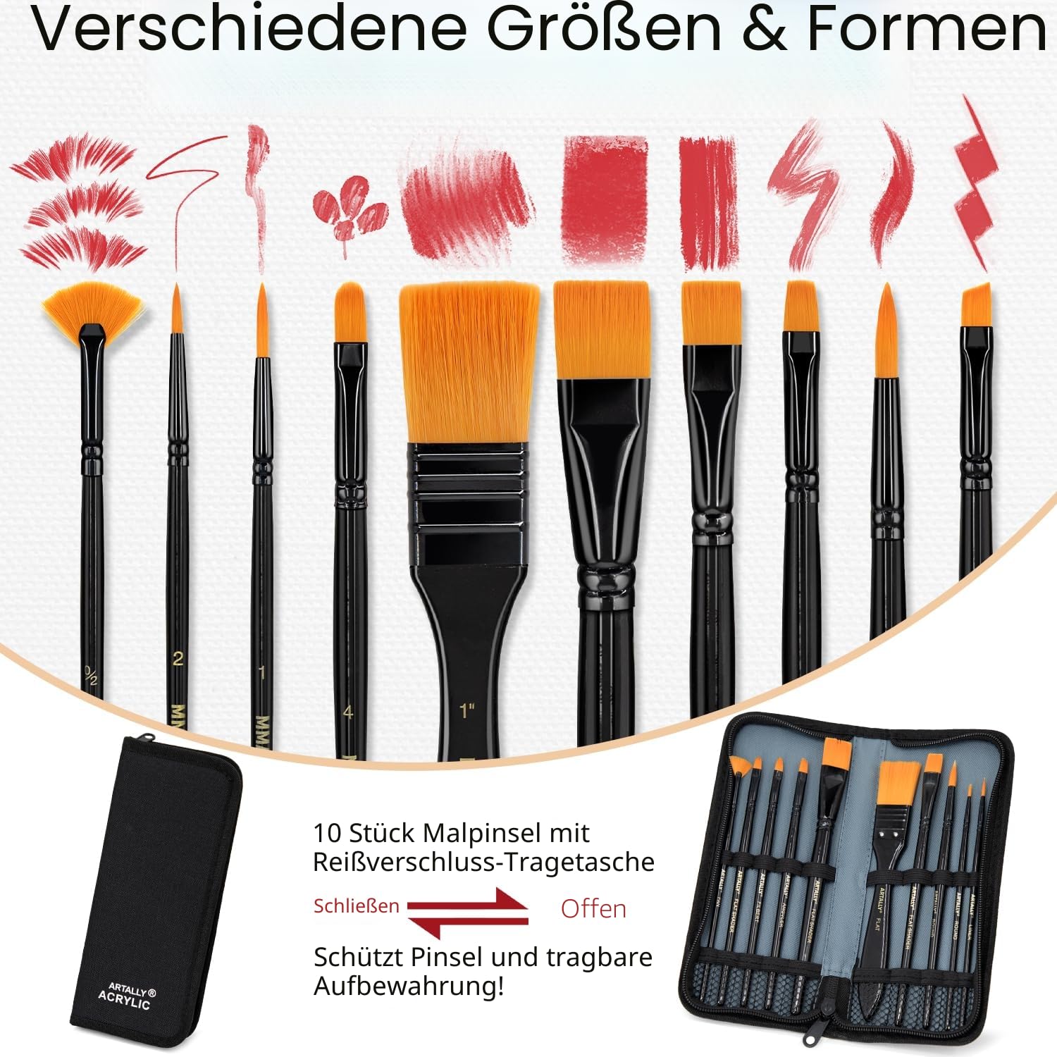 66-teiliges Acrylmalset mit Tischstaffelei, 32 Acrylfarben (je 22 ml), Pinselset mit Etui, Leinwänden – Komplettes Künstlerbedarfset für Erwachsene, Künstler und Anfänger